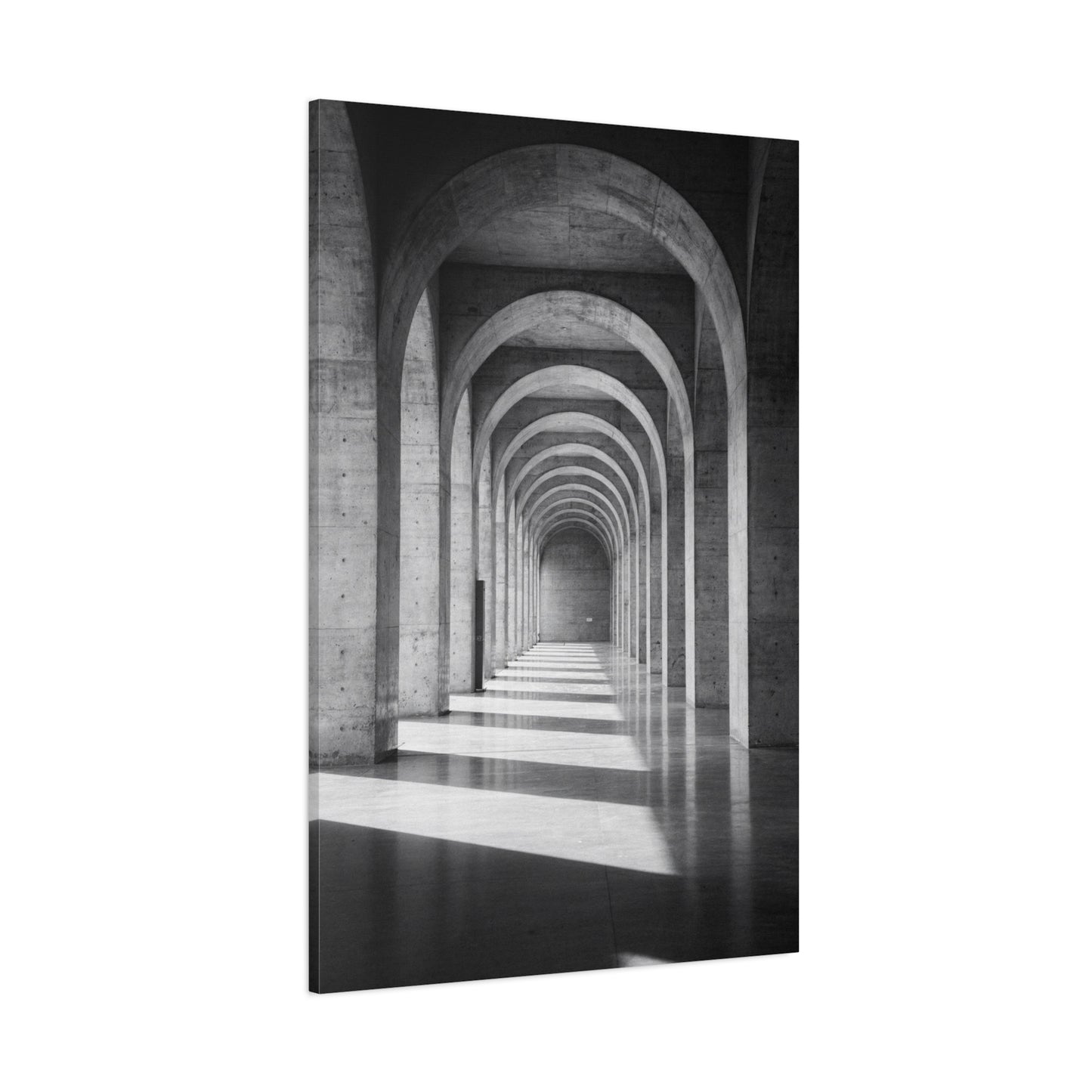 Black And White Arched Hallway Canvas Wall Art - Minimalist Architecture Art Print, Modern Concrete Corridor Interior, Contemporary Living Room Wall Decor Office Art - Bedroom Home Decoration