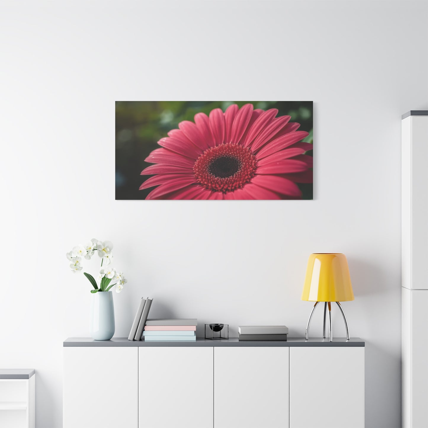 Pink Gerbera Daisy Canvas Wall Art - Floral Macro Art Print, Botanical Canvas Print - Modern Nature Home Decor, Bedroom Wall Hanging, Living Room Decoration, Office Accent - Bedroom Home Decoration