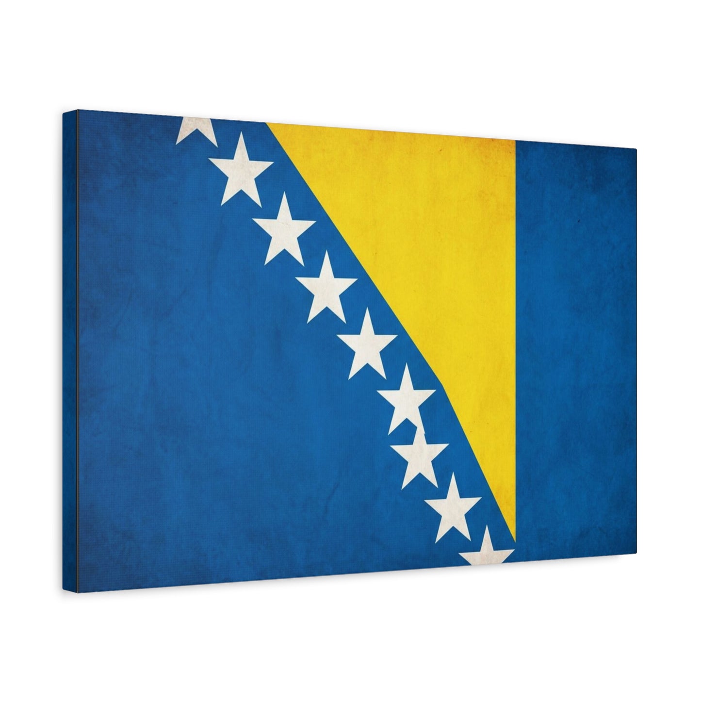 Bosnia And Herzegovina Flag Canvas Wall Art - Blue Yellow White Star Banner Print - Vintage Patriotic Decor - Living Room Wall Decor, Bedroom Home Decoration, Dorm Accent - Bedroom Home Decoration