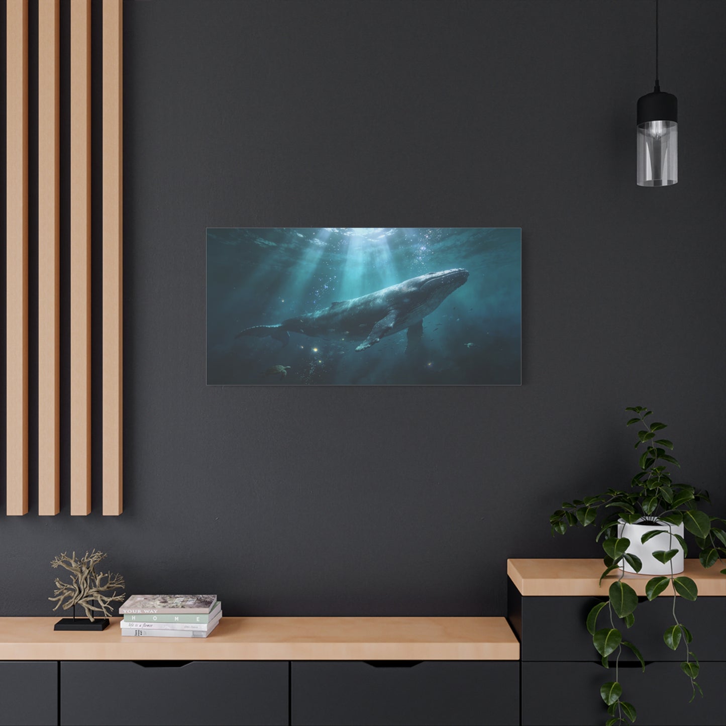 Humpback Whale Canvas Wall Art - Underwater Ocean Scene, Blue Marine Wildlife Decor - Matte Cotton Art Print, Contemporary Coastal Style - Living Room Wall Decor, Bedroom Accent - Ready to Hang