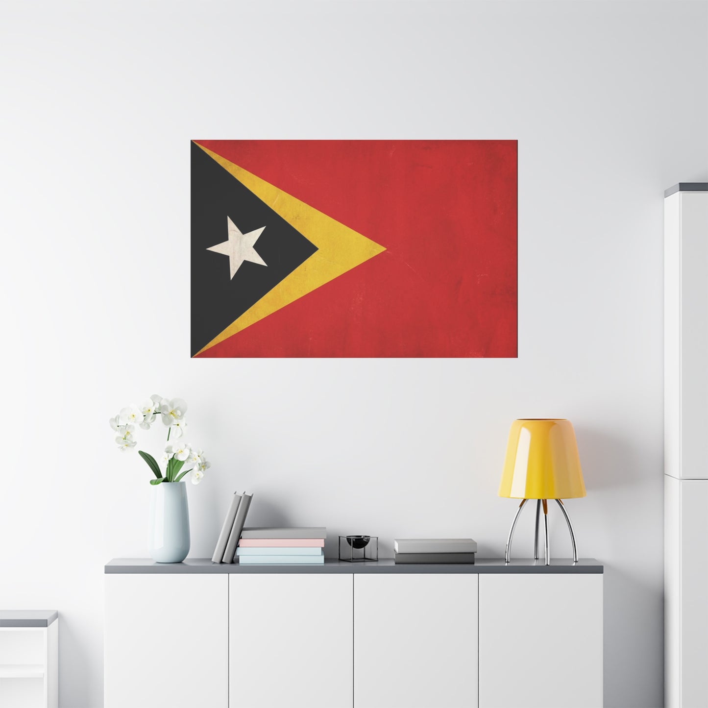 Timor-Leste Flag Canvas Wall Art - East Timor National Pride Decor, Vintage Red Black Yellow Banner Print - Patriotic Traditional Style - Living Room Wall Decor - Bedroom Home Decoration