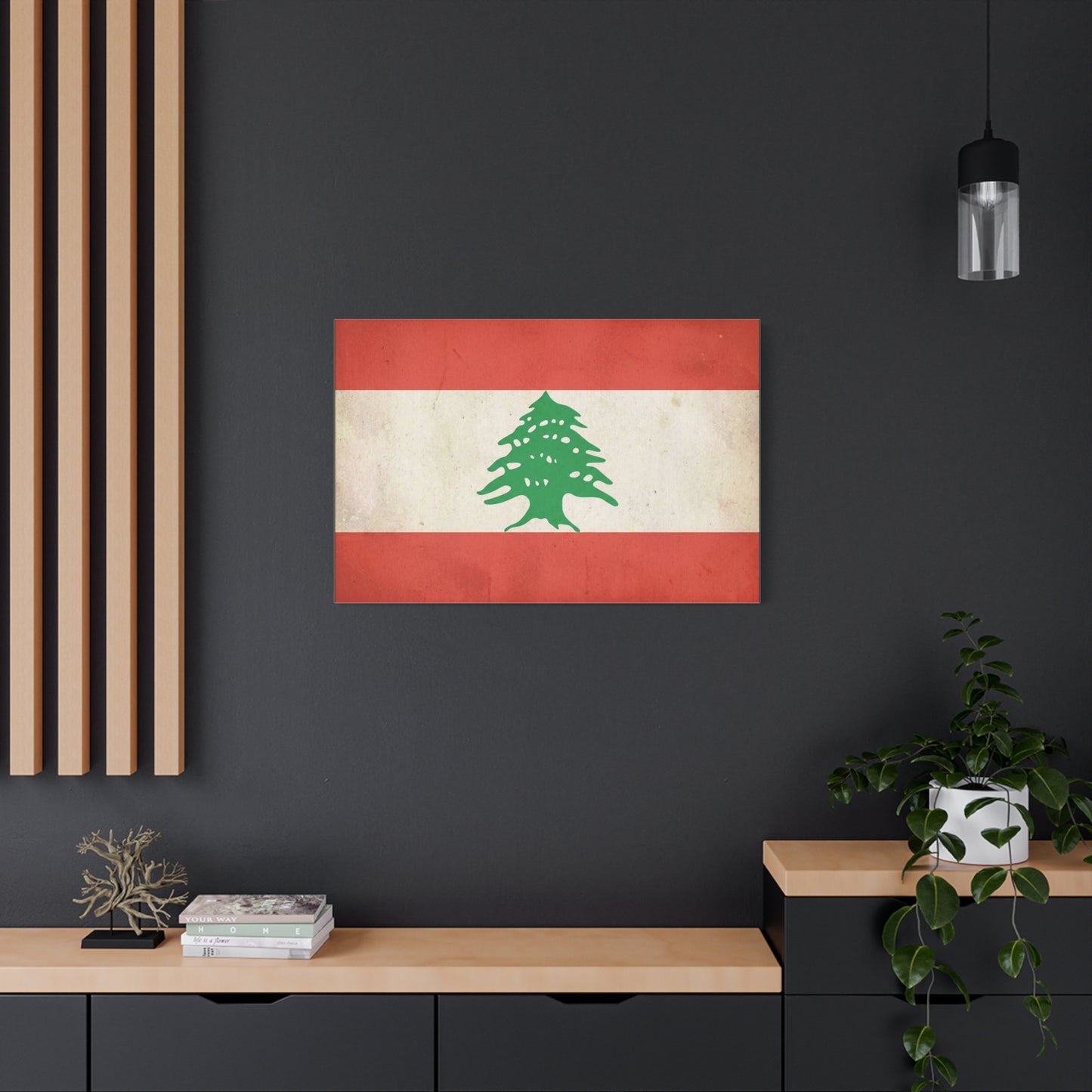 Lebanon Flag Canvas Wall Art - Vintage Cedar Tree Patriotic Print, Distressed Red White Green Artwork - Traditional Style, Living Room Wall Decor, Bedroom Home Decoration - Bedroom Home Decoration