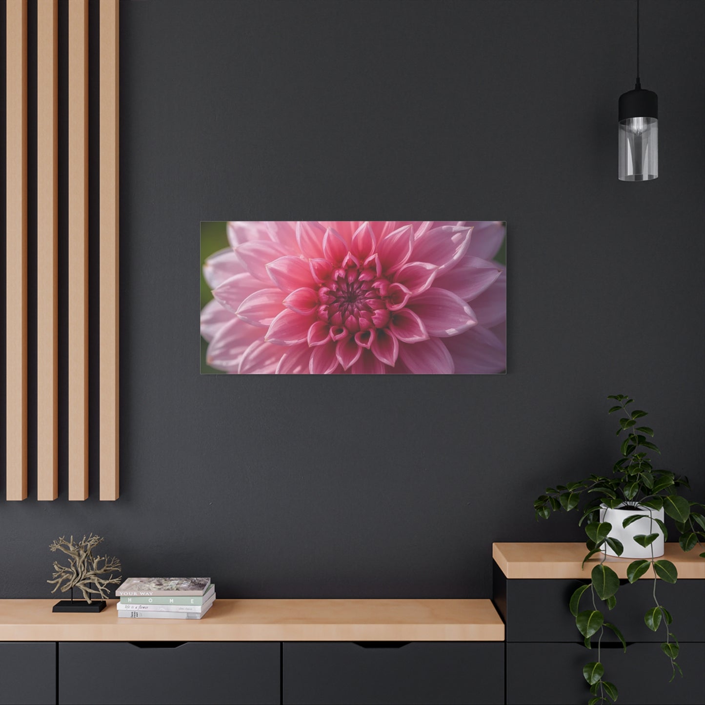 Pink Dahlia Canvas Wall Art - Floral Close Up Bloom, Botanical Wall Decor - Soft Focus Cotton Print - Contemporary Style, Bedroom Home Decoration, Bathroom Accent - Bedroom Home Decoration