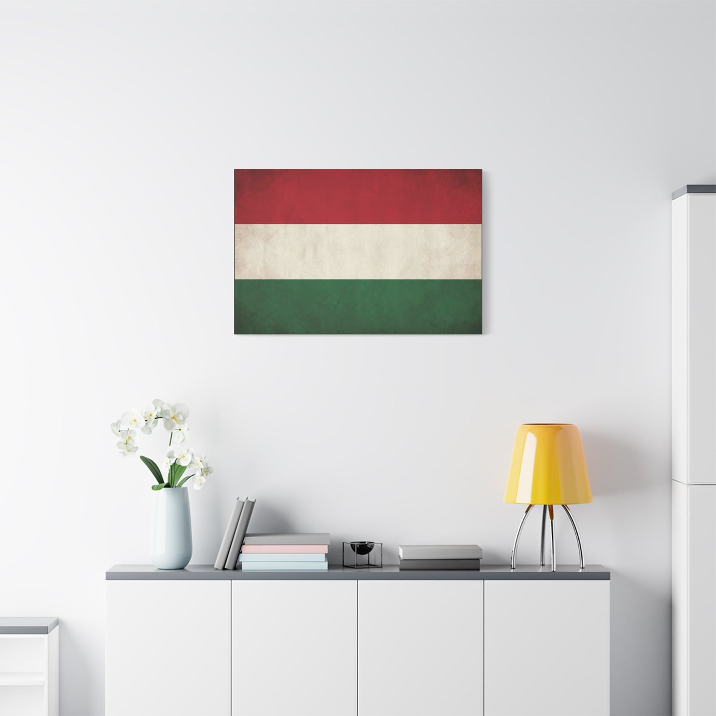 Hungary Flag Canvas Wall Art - Vintage Hungarian Tricolor Print, Distressed Red White Green Design - Patriotic Traditional Style - Living Room Wall Decor, Office Art Accent - Bedroom Home Decoration