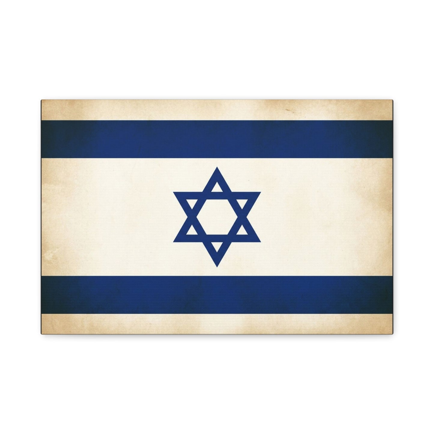 Israel Flag Canvas Wall Art - Vintage Blue And White Star Of David Decor - Matte Minimalist Jewish Home Decoration - Living Room Wall Decor, Bedroom Accent - Bedroom Home Decoration - Ready to Hang