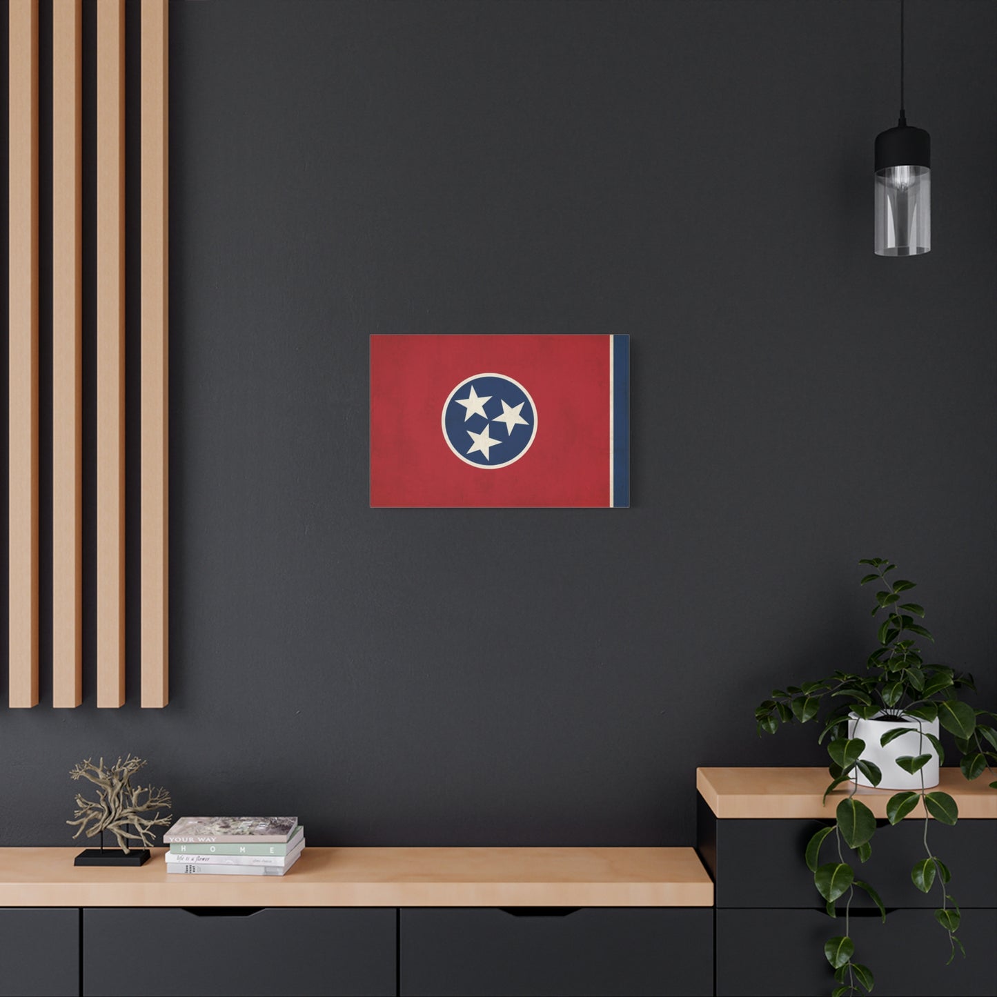 Tennessee State Flag Canvas Wall Art - Vintage Red Blue Tri Star Print - Patriotic Rustic Decor - Living Room Wall Decor, Office Accent - Bedroom Home Decoration - Bedroom Home Decoration