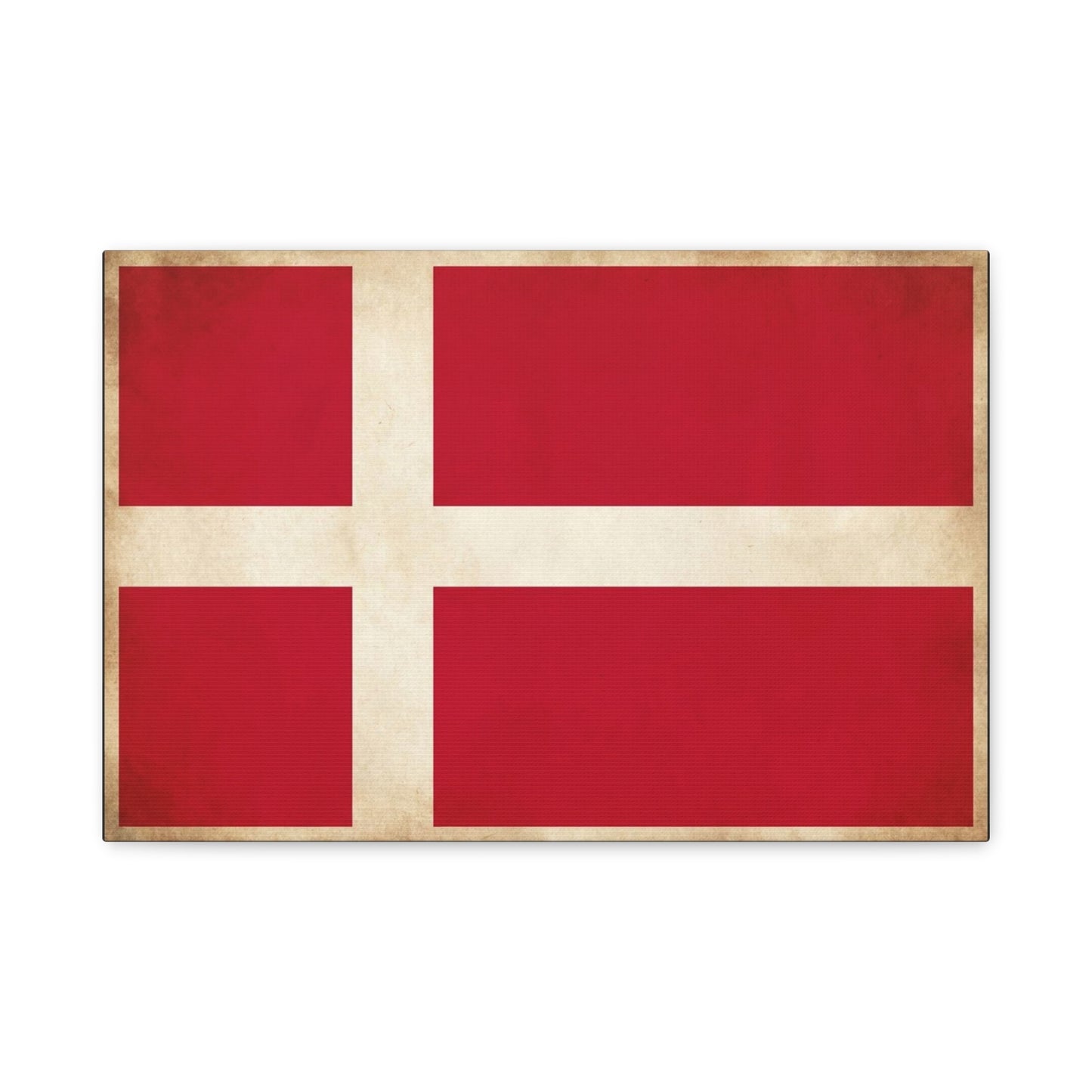 Denmark Flag Canvas Wall Art - Danish Flag Print, Vintage Nordic Decor - Minimalist Red And White Artwork - Living Room Wall Decor, Office Accent - Bedroom Home Decoration - Bedroom Home Decoration