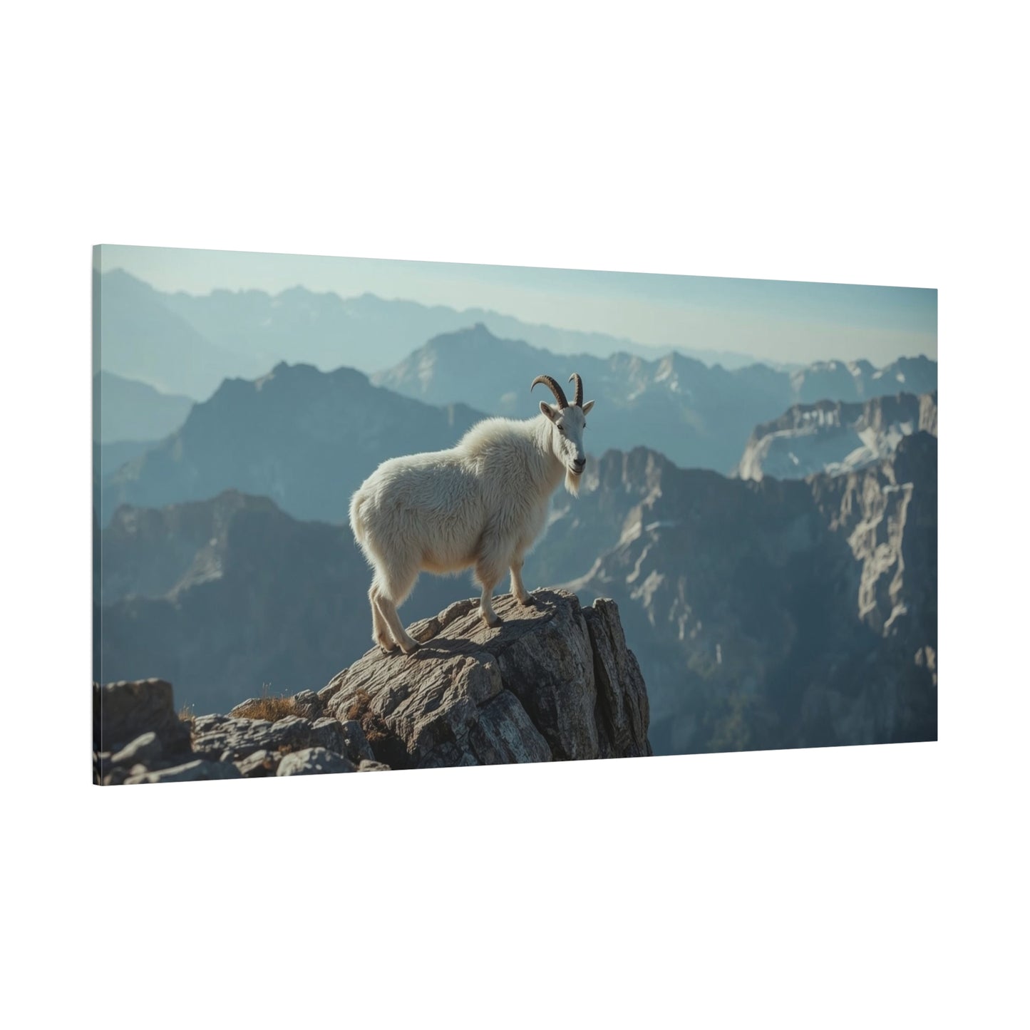 Mountain Goat Canvas Wall Art - Alpine Wildlife Landscape Print, Serene Matte Canvas, Contemporary Nature Style - Living Room Wall Decor, Bedroom Home Decoration, Office Art - Bedroom Home Decoration