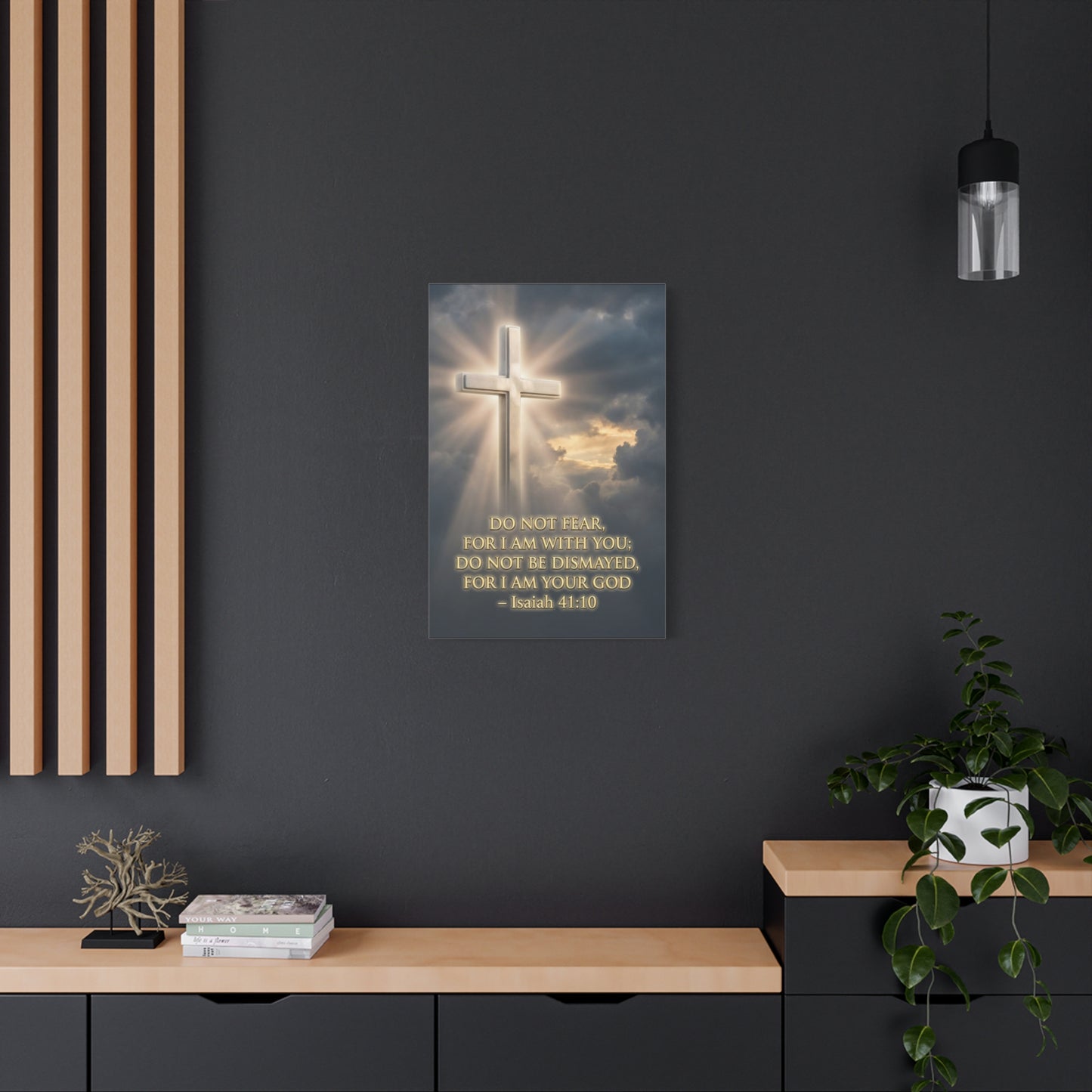 "Do Not Fear, For I Am With You" Cross Canvas Wall Art - Isaiah 41:10 Scripture Print, Glowing Christian Wall Decor, Traditional Faith Home Accent, Bedroom Living Room Office - Bedroom Home Decoration