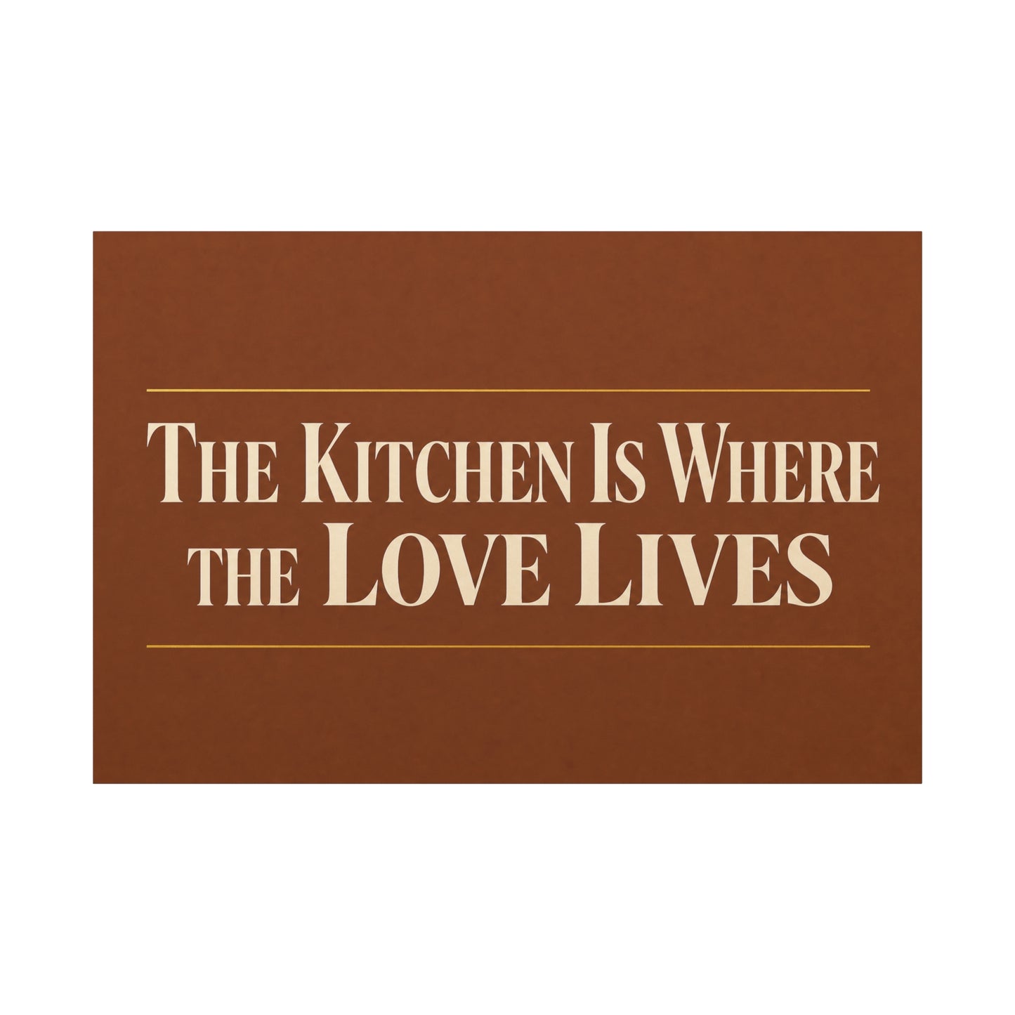"The Kitchen Is Where The Love Lives" Canvas Wall Art - Typography Kitchen Decor, Brown Minimalist Quote Print, Farmhouse Dining Room Decoration - Living Room Wall Decor - Bedroom Home Decoration