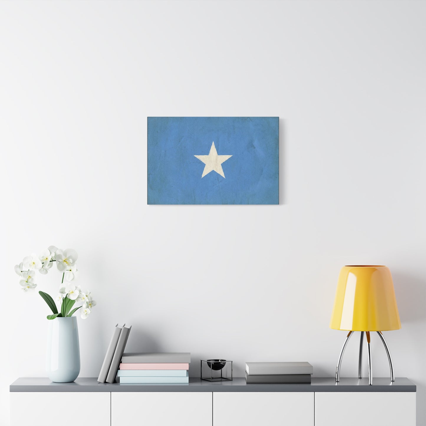 Somalia Flag Canvas Wall Art - Blue White Star Country Print, Vintage Minimalist Decor - Patriotic Artwork For Living Room, Office Wall Decor, Bedroom Home Decoration - Bedroom Home Decoration
