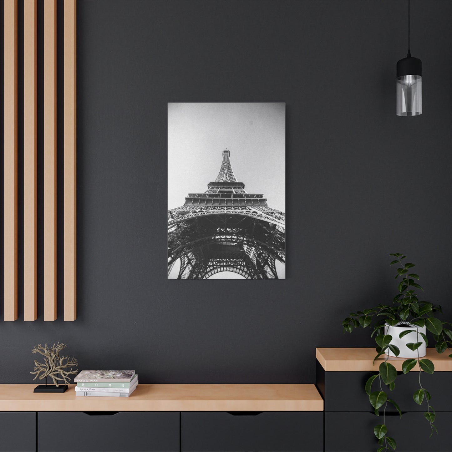 Eiffel Tower Canvas Wall Art - Black And White Paris Art Print, Architectural Landmark Decor - Matte Cotton Canvas - Modern Minimalist Style For Living Room Bedroom Office - Office Wall Art
