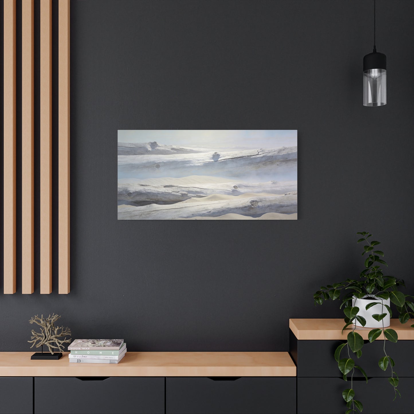 Driftwood Beach Canvas Wall Art - Coastal Sand Dunes Art Print, Soft Blue Beige Neutral Tones - Minimalist Coastal Style - Living Room Wall Decor, Bedroom Home Decoration - Ready to Hang