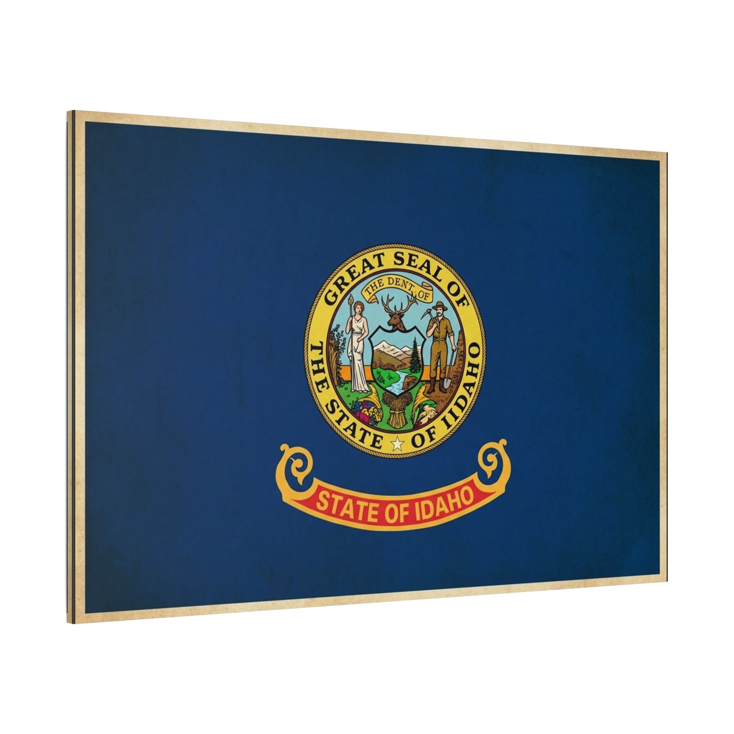 "Great Seal Of The State Of Idaho" Idaho Flag Canvas Wall Art - Blue State Pride Decor, Vintage Government Emblem Print - Traditional Patriotic Style - Living Room Office Wall Decor - Ready to Hang