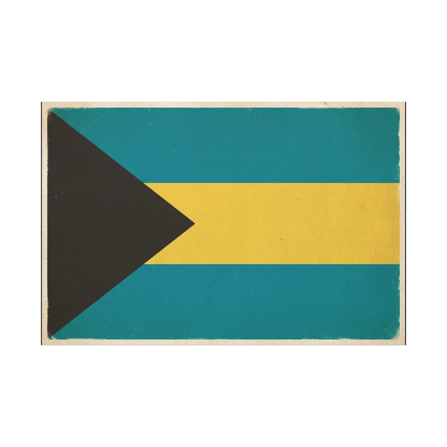 Bahamas Flag Canvas Wall Art - Vintage Caribbean National Flag Print, Blue Yellow Black Geometric Design - Coastal Decor - Living Room Home Decoration - Living Room Wall Decor - Modern Farmhouse Style