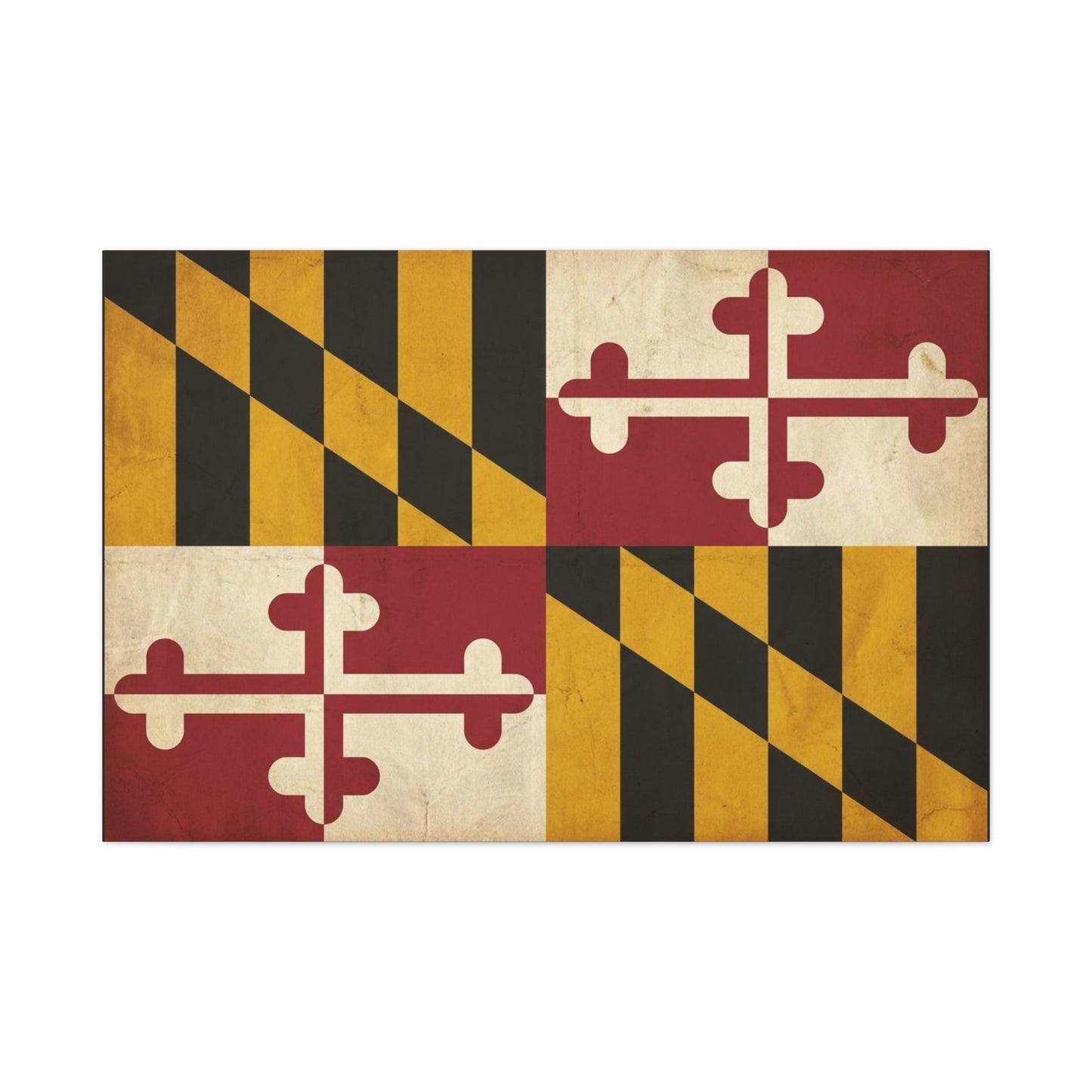 Maryland State Flag Canvas Wall Art - Vintage Red Gold Black Crest Design - Rustic Americana Decor - Living Room Wall Decor, Office Decoration - Bedroom Home Decoration - Modern Farmhouse Style