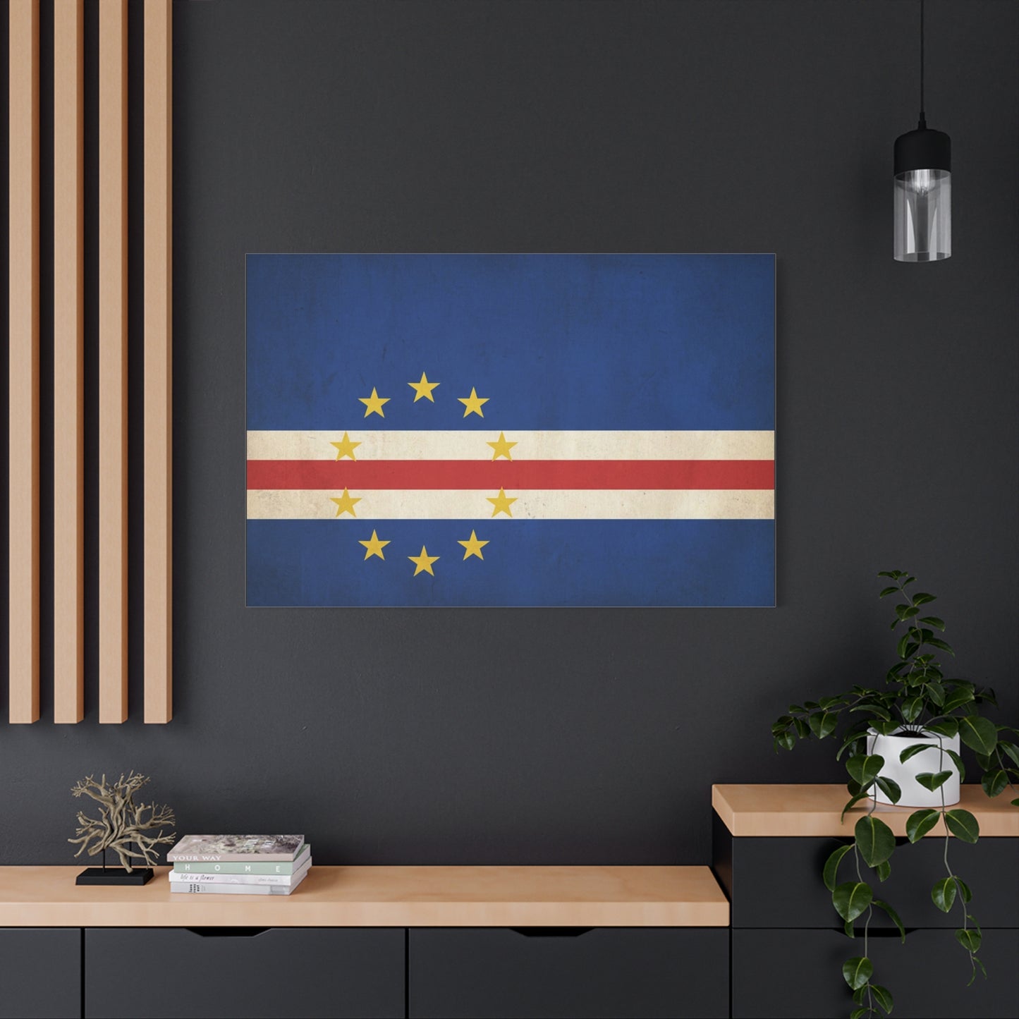 Cape Verde Flag Canvas Wall Art - Vintage Island Nation Banner Print, Patriotic Blue Red White Decor - Traditional Style, Living Room Wall Decor, Bedroom Home Decoration - Ready to Hang