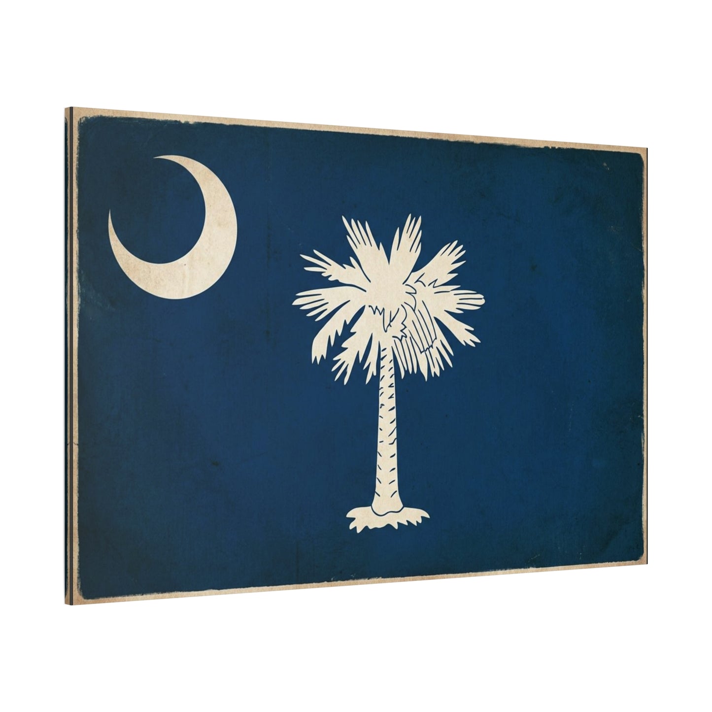 South Carolina Flag Canvas Wall Art - Crescent Moon Palmetto Tree Print, Vintage Navy State Decor - Rustic Patriotic Style - Living Room Wall Decor, Office Home Decoration - Bedroom Home Decoration