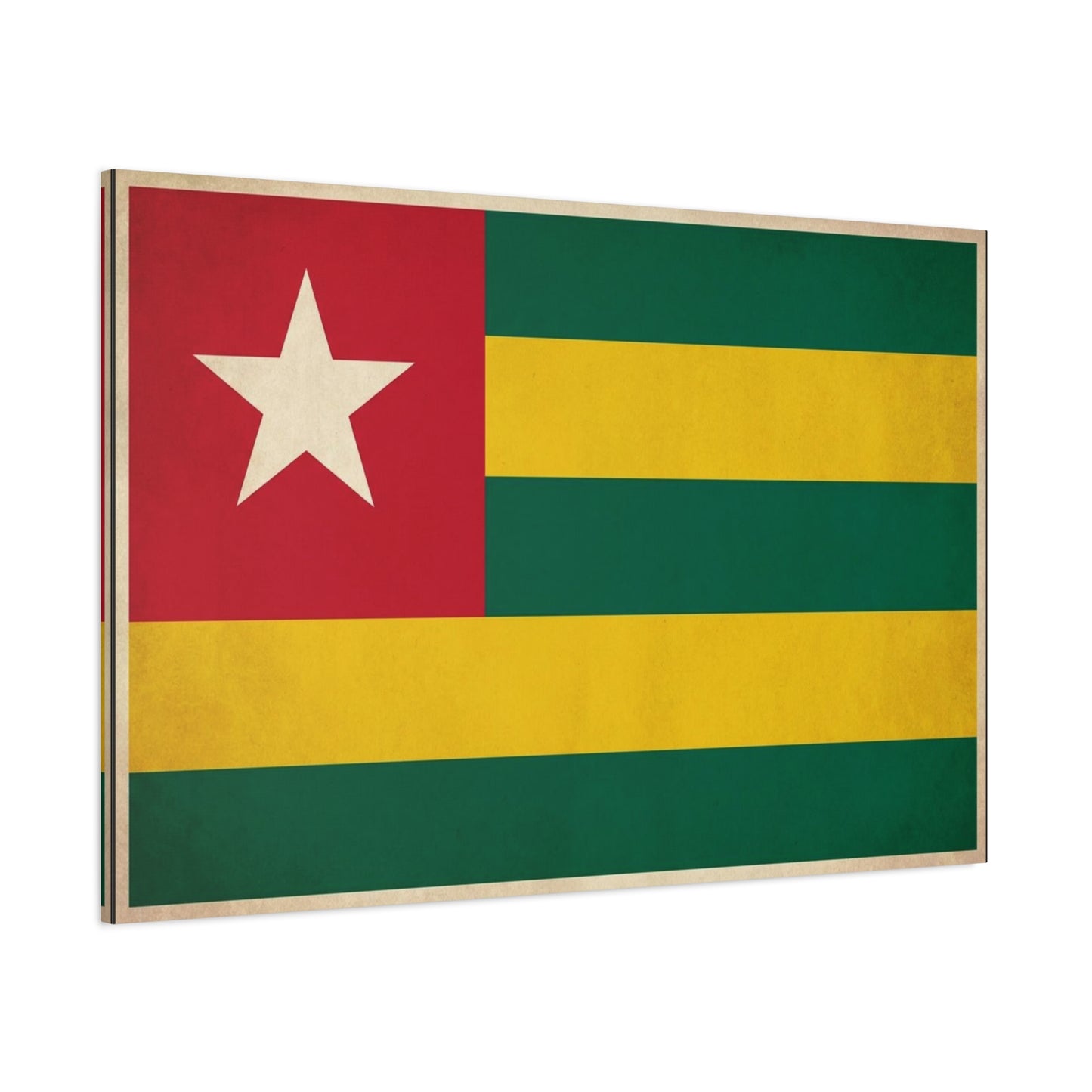 Togo Flag Canvas Wall Art - Vintage National Flag Print, Green Yellow Red Star Decor - Cultural Heritage Style - Living Room Wall Decor, Office Art - Bedroom Home Decoration - Bedroom Home Decoration