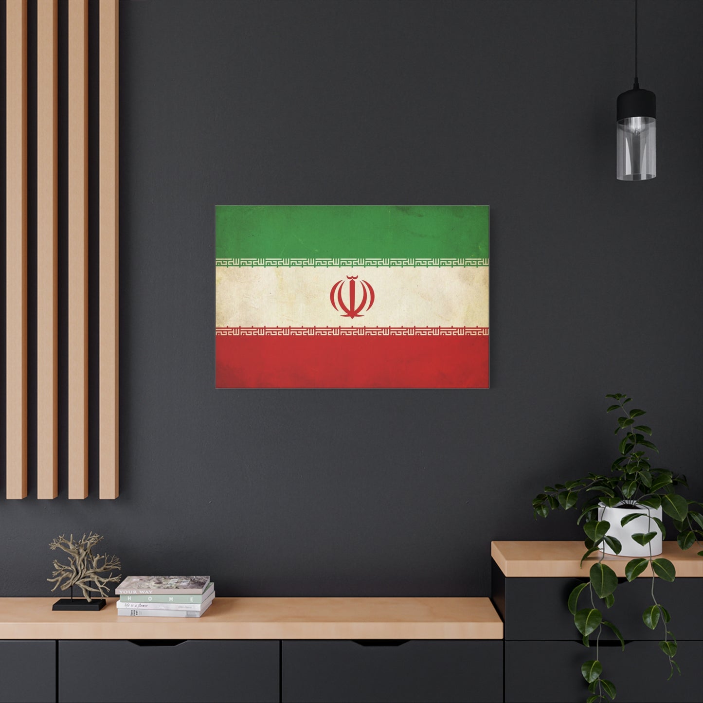 Iran Flag Canvas Wall Art - Vintage Persian Banner Print, Distressed Tricolor Emblem Design - Matte Cotton Artwork - Living Room Wall Decor, Office Art, Dorm Home Accent - Bedroom Home Decoration