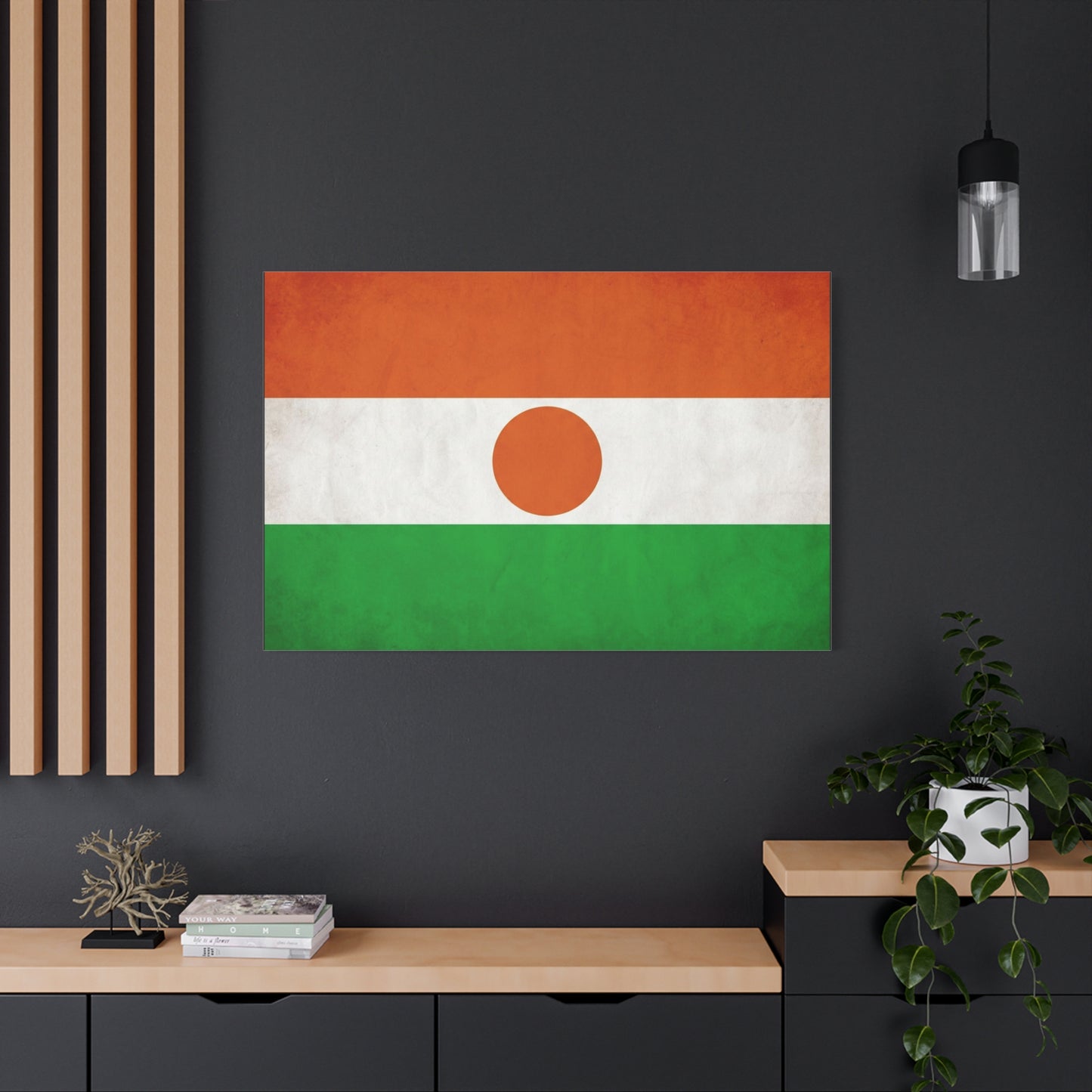 Niger Flag Canvas Wall Art - Orange White Green Tricolor With Central Sun Disc - Minimalist Patriotic Print - Living Room Wall Decor