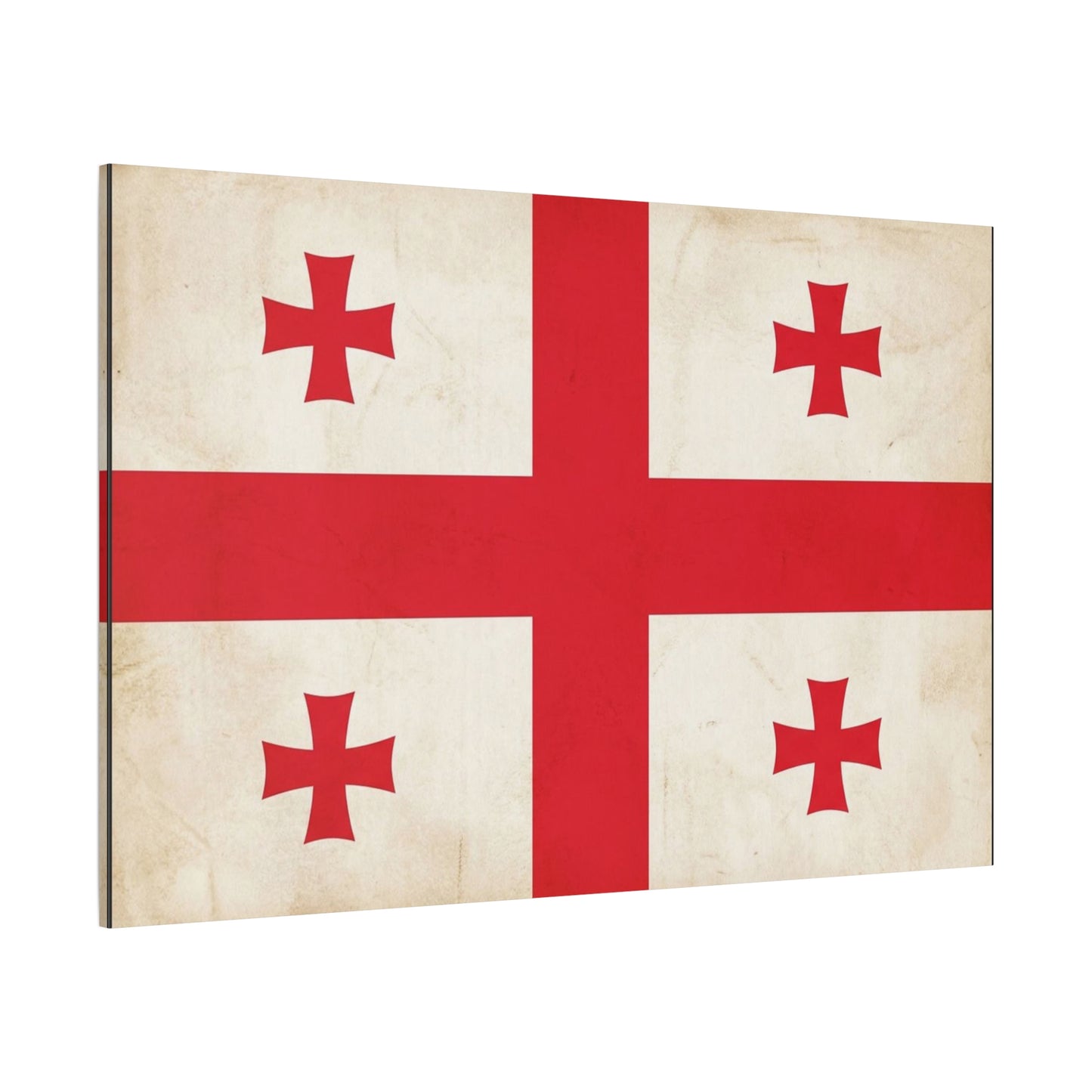 Georgia Flag Canvas Wall Art - Vintage Georgian Cross Flag Print, Patriotic Heritage Decor - Matte Cotton Artwork - Living Room Wall Decor, Office Accent - Bedroom Home Decoration - Ready to Hang