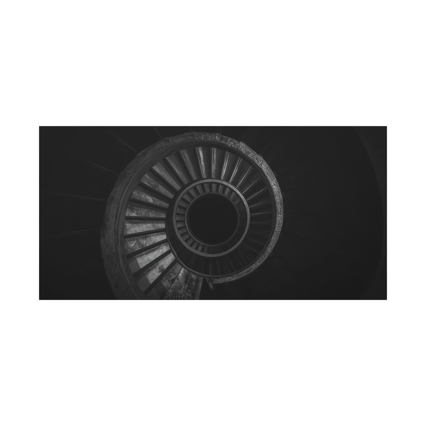 Spiral Staircase Canvas Wall Art - Black And White Architectural Art Print, Modern Minimalist Matte Canvas, Living Room Wall Decor, Office Art, Contemporary Interior Design - Ready to Hang