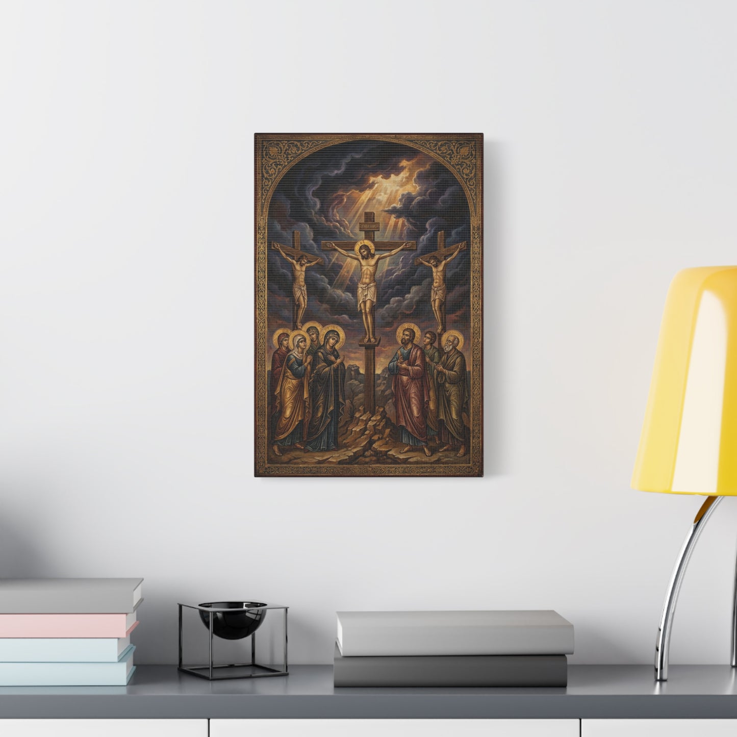 Jesus Christ Crucifixion Canvas Wall Art - Golgotha Religious Icon Painting, Sacred Cross Scene, Traditional Christian Decor - Living Room Wall Decor, Bedroom Home Decoration - Bedroom Home Decoration