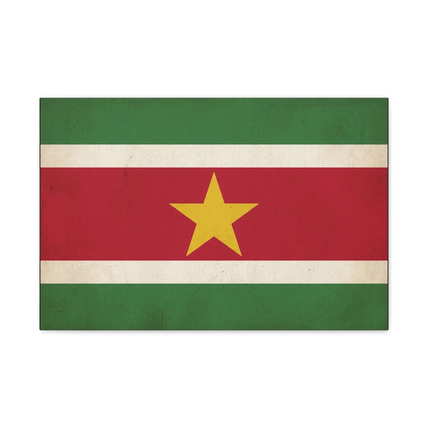 Suriname Flag Canvas Wall Art - Vintage Country Pride Decor, Retro National Banner Print - Green Red White Gold Star Design - Living Room Wall Decor - Bedroom Home Decoration - Bedroom Home Decoration