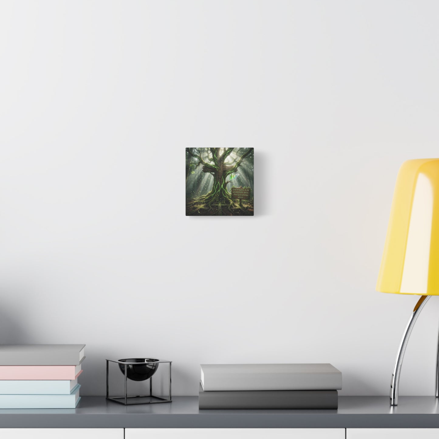 "Growth Happens In The Uncomfortable Spaces, Trust God's Pruning Process" Christian Canvas Wall Art - Forest Tree Cross, Butterfly - Inspirational Rustic Decor - Living Room Wall Decor - Ready to Hang
