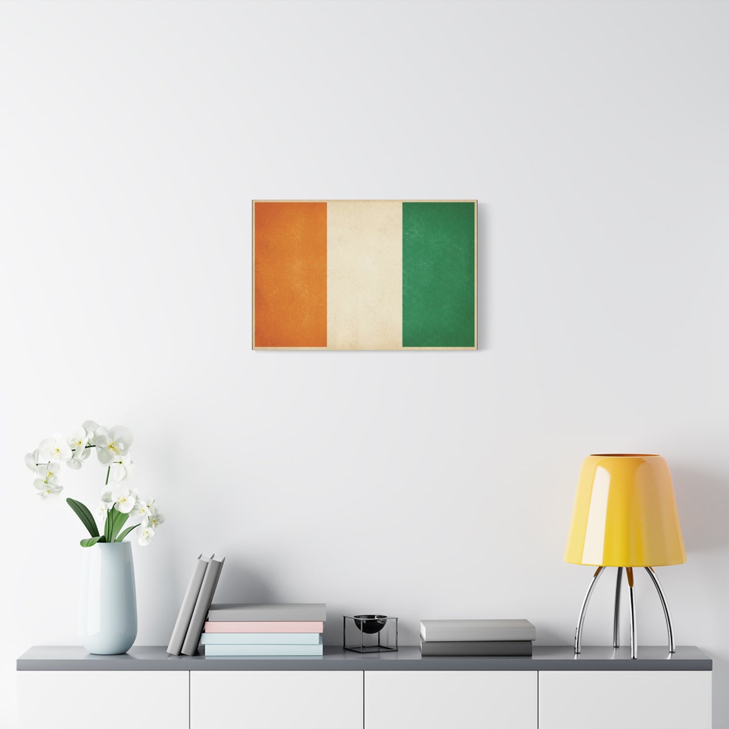 Irish Flag Canvas Wall Art - Vintage Tricolor Ireland Print, Green White Orange Decor - Minimalist Patriotic Artwork - Living Room Wall Decor, Bedroom Home Decoration - Bedroom Home Decoration