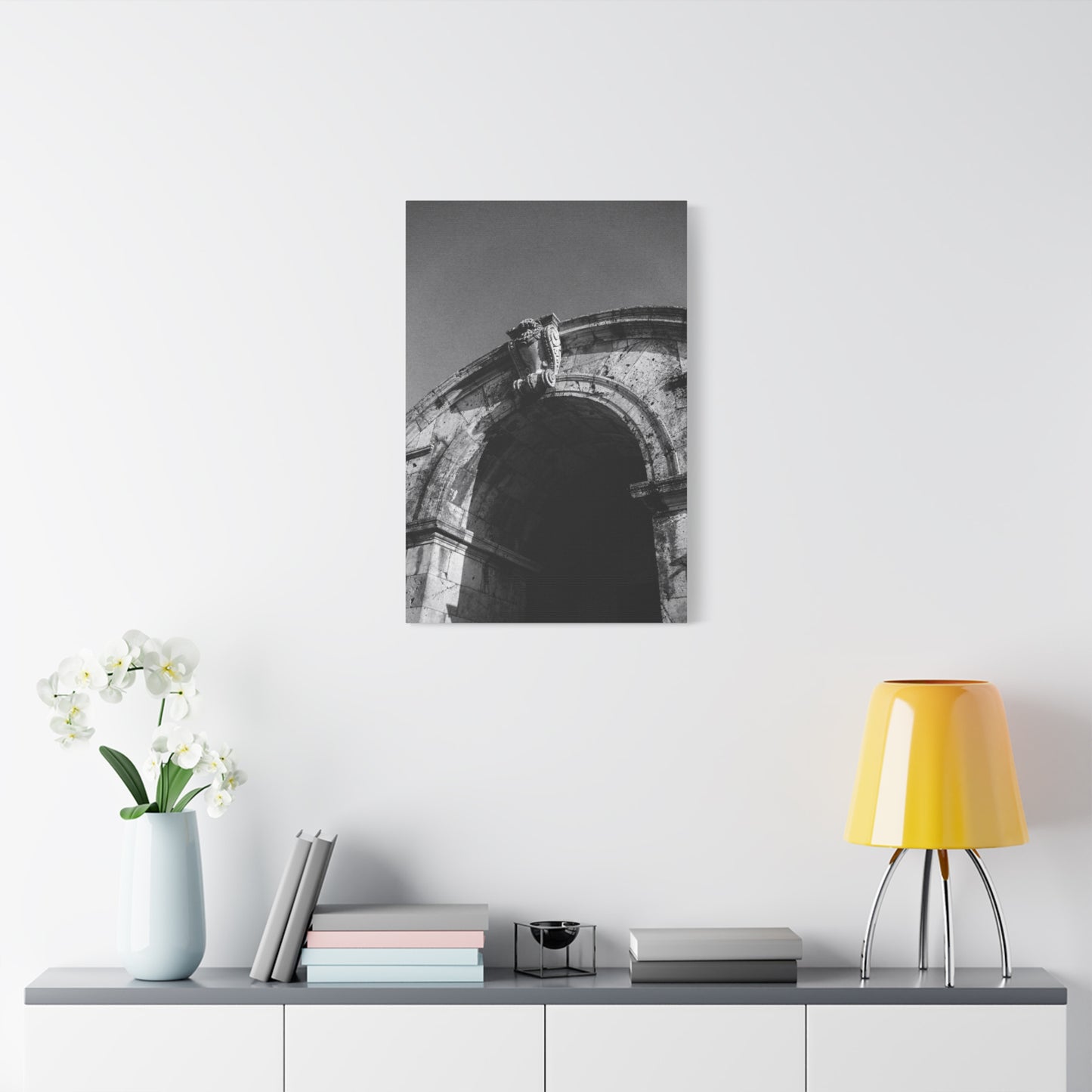 Black And White Architectural Arch Canvas Wall Art - Stone Facade Art Print, Minimalist Historic Structure Decor - Contemporary Living Room Wall Decor, Bedroom Home Accent - Ready to Hang