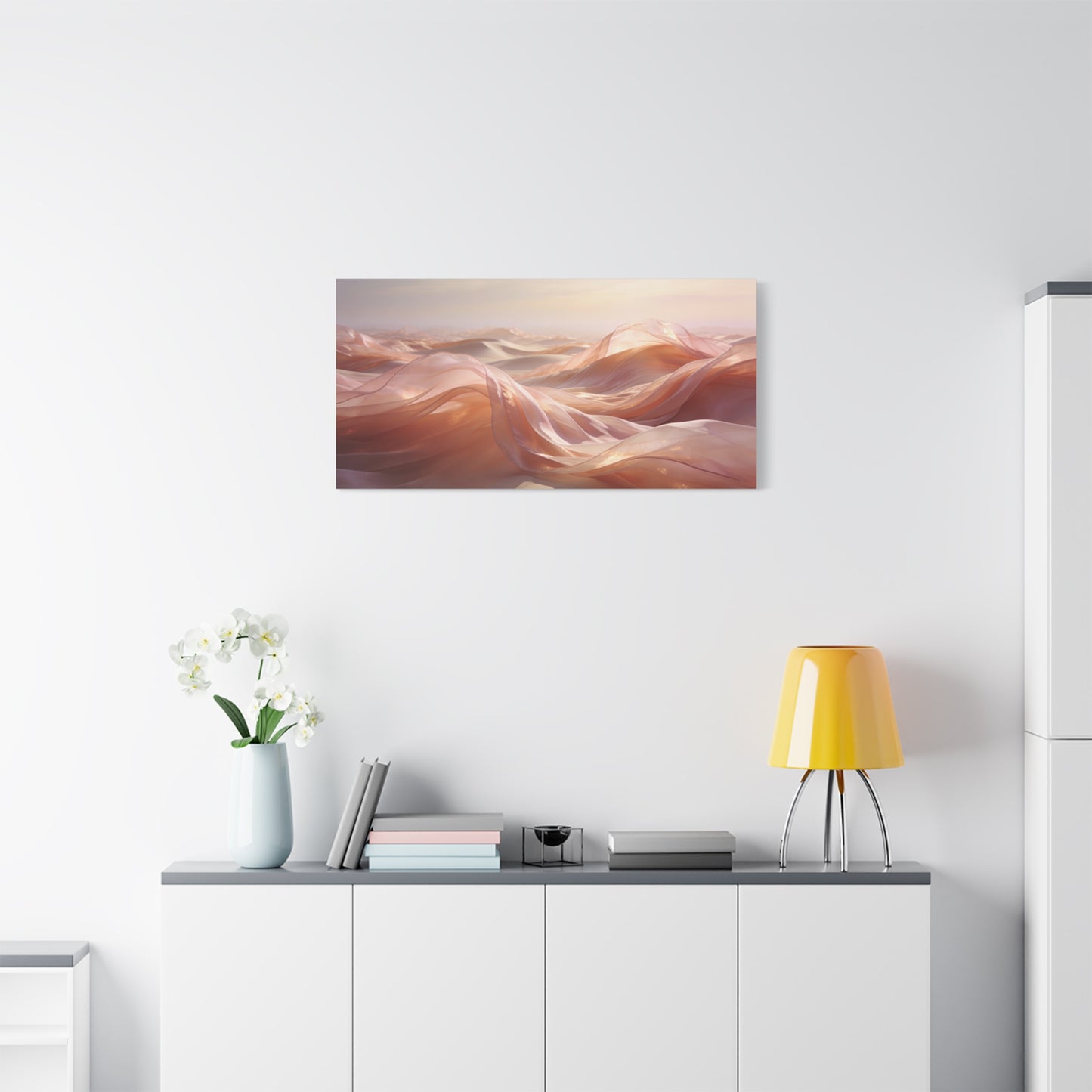 Blush Abstract Desert Dunes Canvas Wall Art - Ethereal Flowing Fabric Landscape - Modern Matte Print - Pink Beige Contemporary Style - Living Room Wall Decor Bedroom Home Decoration - Ready to Hang