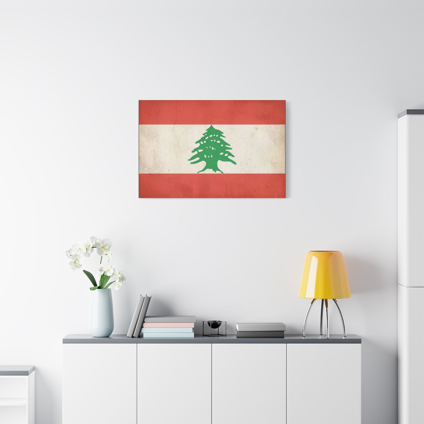Lebanon Flag Canvas Wall Art - Vintage Cedar Tree Patriotic Print, Distressed Red White Green Artwork - Traditional Style, Living Room Wall Decor, Bedroom Home Decoration - Bedroom Home Decoration