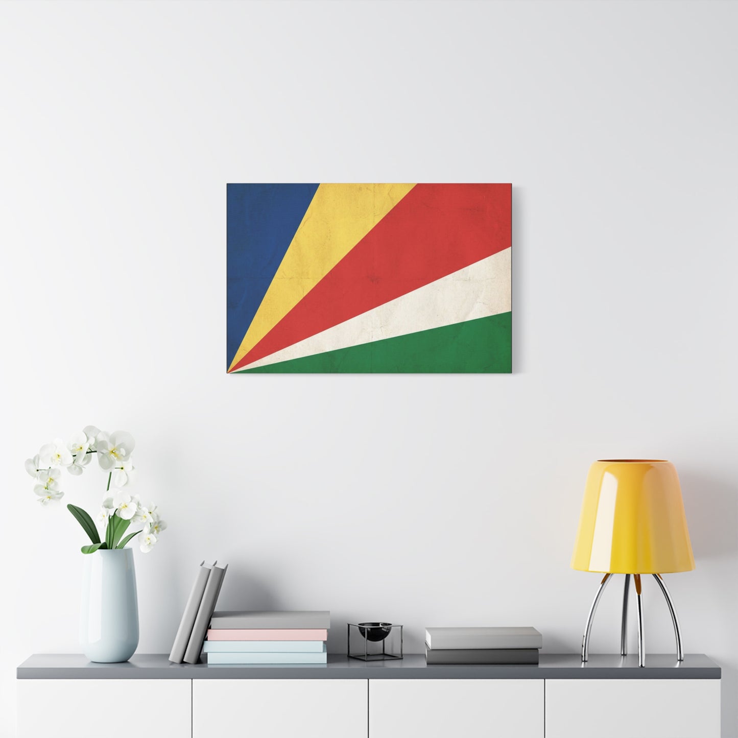 Seychelles Flag Canvas Wall Art - Vintage Republic Banner Print, Color Block Design - Matte Cotton Decor - Patriotic Wall Hanging, Living Room Home Decoration, Office Accent - Bedroom Home Decoration