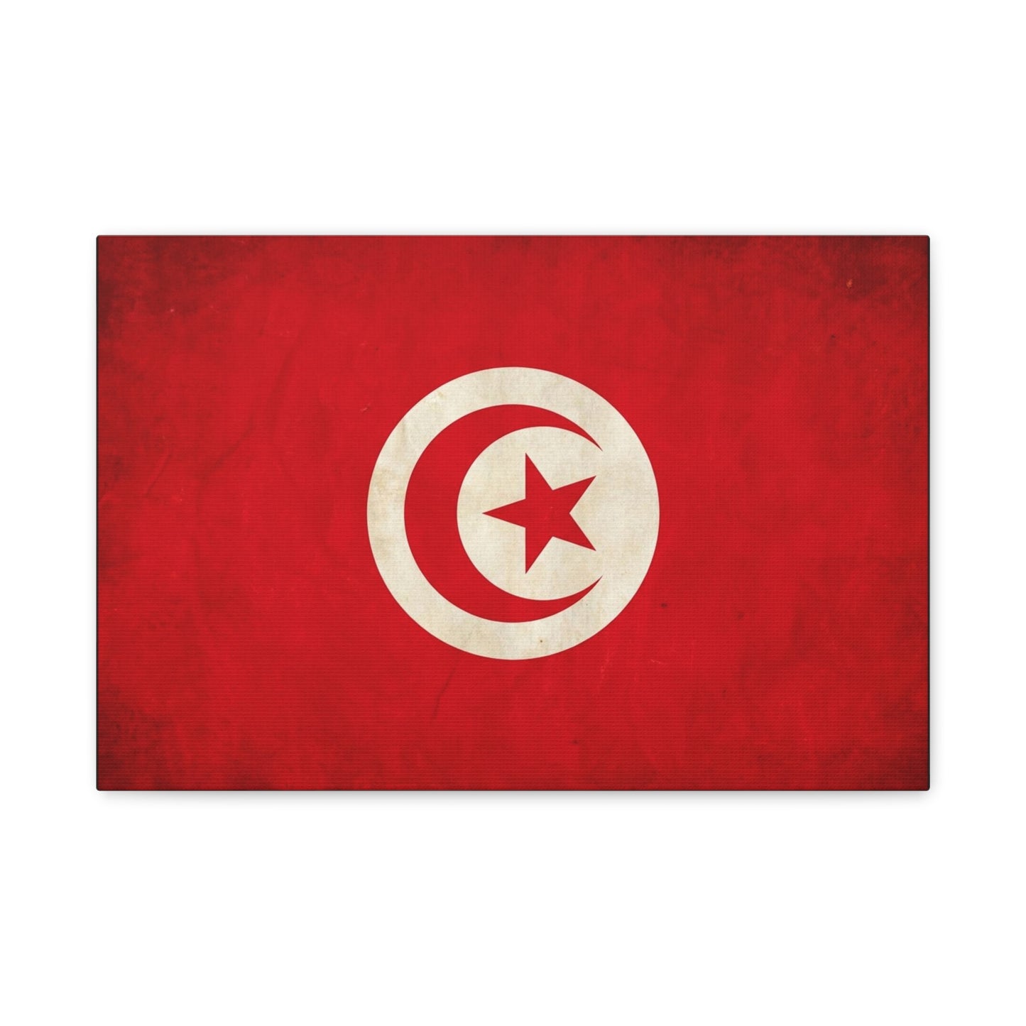 Tunisia Flag Canvas Wall Art - Vintage Red Crescent Star Print, Patriotic Country Decor - Matte Cotton Artwork - Living Room Wall Decor - Bedroom Home Decoration - Bedroom Home Decoration