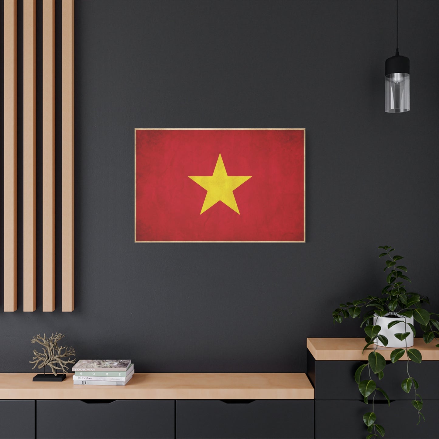 Vietnam Flag Canvas Wall Art - Red Field With Yellow Star Country Pride Decor - Vintage Style Cotton Print - Living Room Wall Decor, Bedroom Home Decoration, Office Art - Bedroom Home Decoration