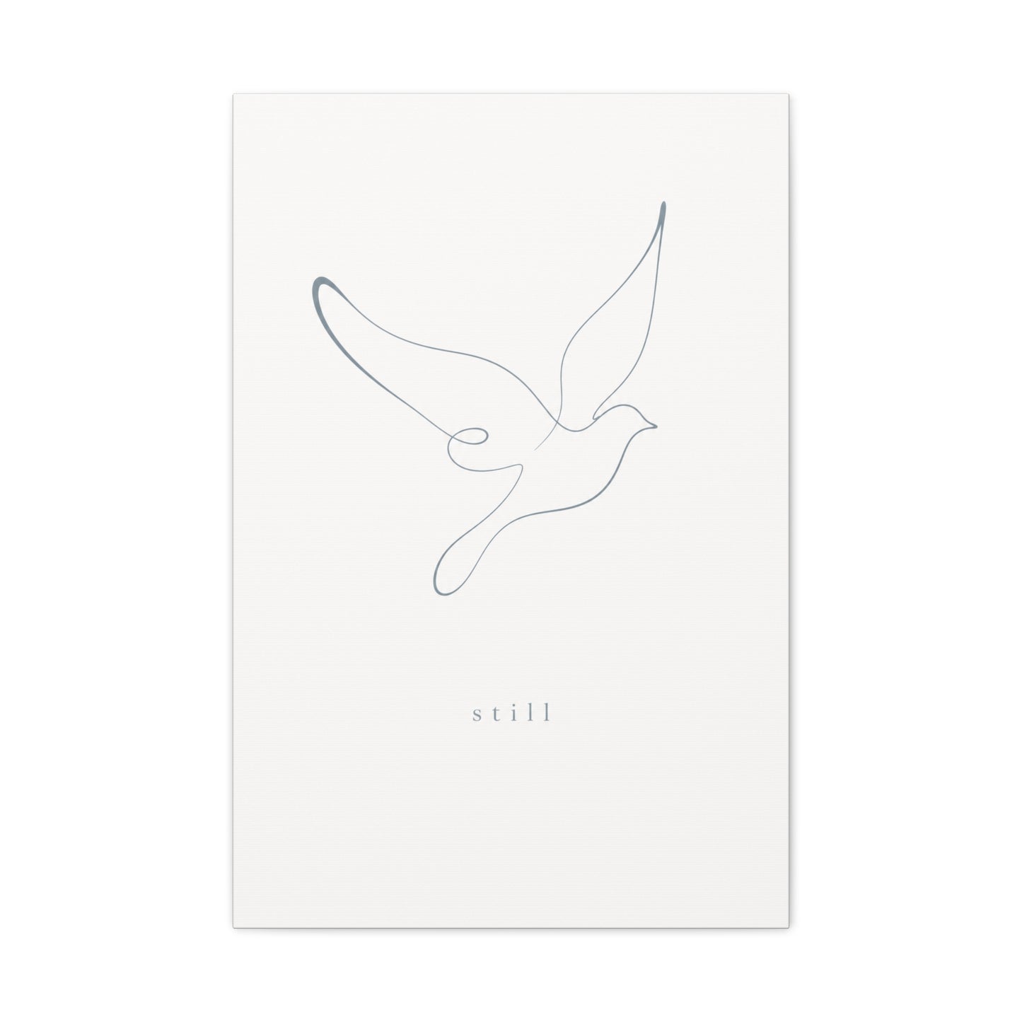 "Still" Dove Canvas Wall Art - Minimalist Line Drawing Bird Print, Calm Neutral Typography Decor - Modern Bedroom Home Decoration, Meditation Space Accent, Living Room Wall Decor - Ready to Hang