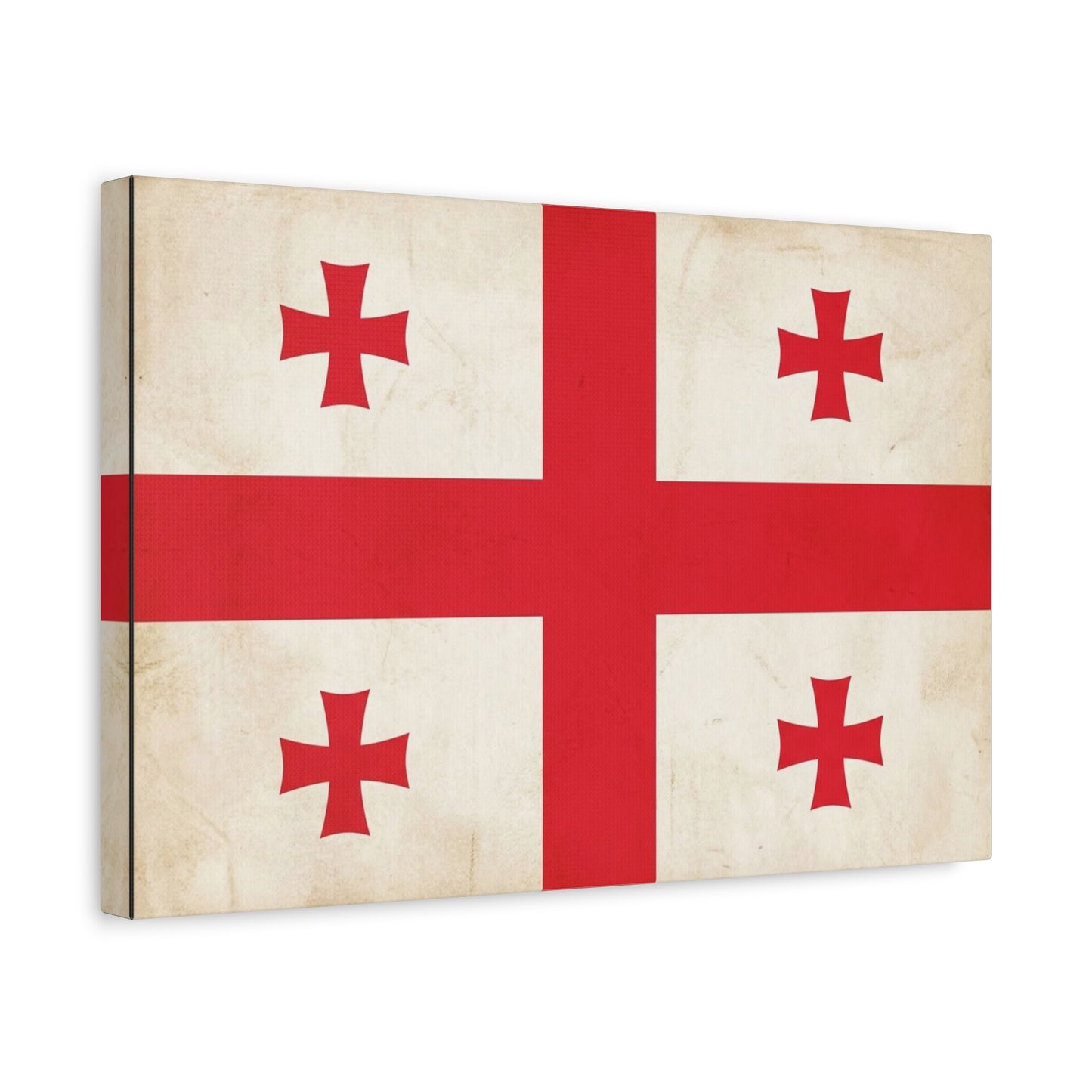 Georgia Flag Canvas Wall Art - Vintage Georgian Cross Flag Print, Patriotic Heritage Decor - Matte Cotton Artwork - Living Room Wall Decor, Office Accent - Bedroom Home Decoration - Ready to Hang