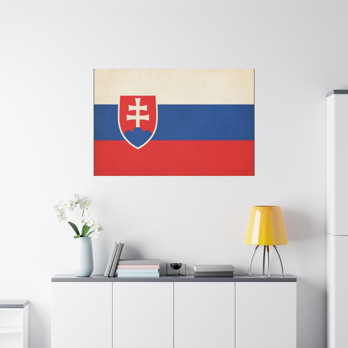 Slovakia Flag Canvas Wall Art - Vintage Slovak Republic Banner Print, Patriotic Heritage Decor - Minimalist National Color Design - Living Room Wall Decor - Bedroom Home Decoration - Ready to Hang