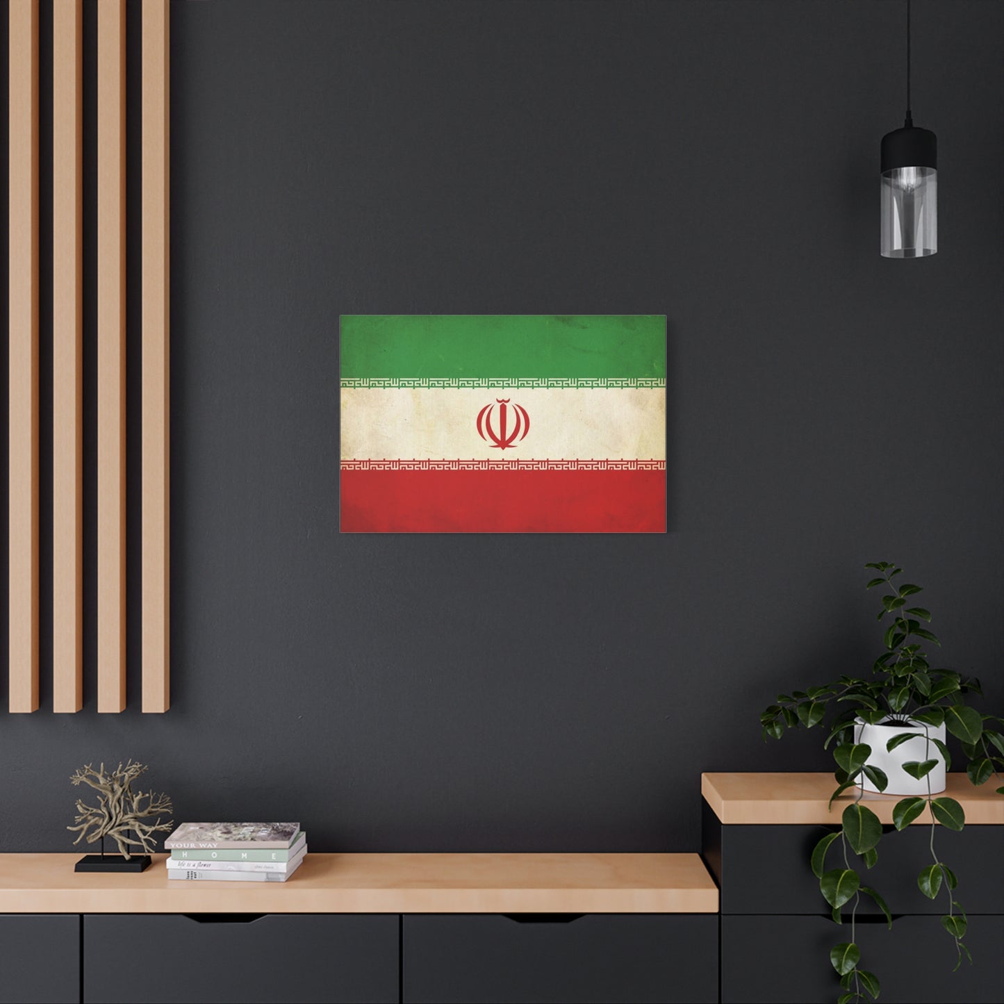 Iran Flag Canvas Wall Art - Vintage Persian Banner Print, Distressed Tricolor Emblem Design - Matte Cotton Artwork - Living Room Wall Decor, Office Art, Dorm Home Accent - Bedroom Home Decoration