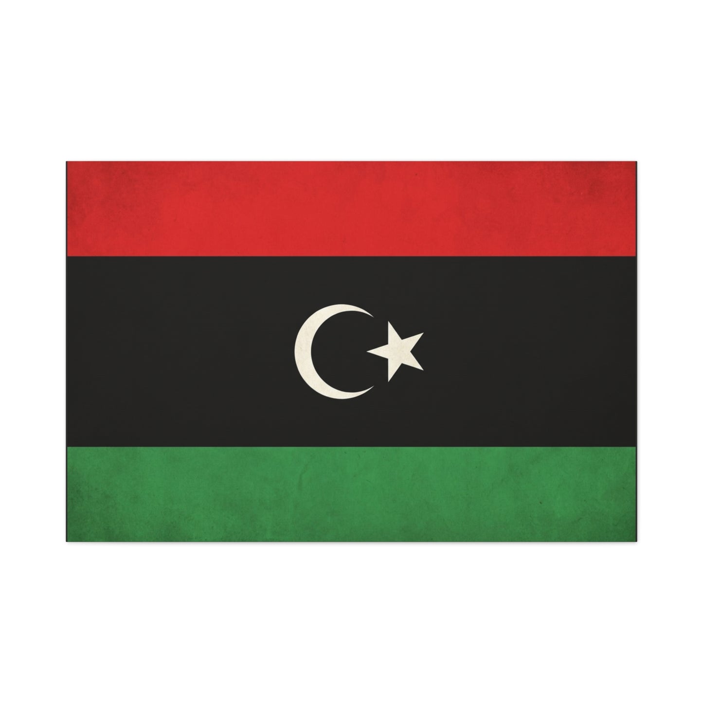 Libya Flag Canvas Wall Art - Red Black Green Crescent Star Print Picture - Vintage Patriotic Style, Matte Finish Canvas Print, Living Room Wall Decor, Bedroom Home Decoration - Bedroom Home Decoration