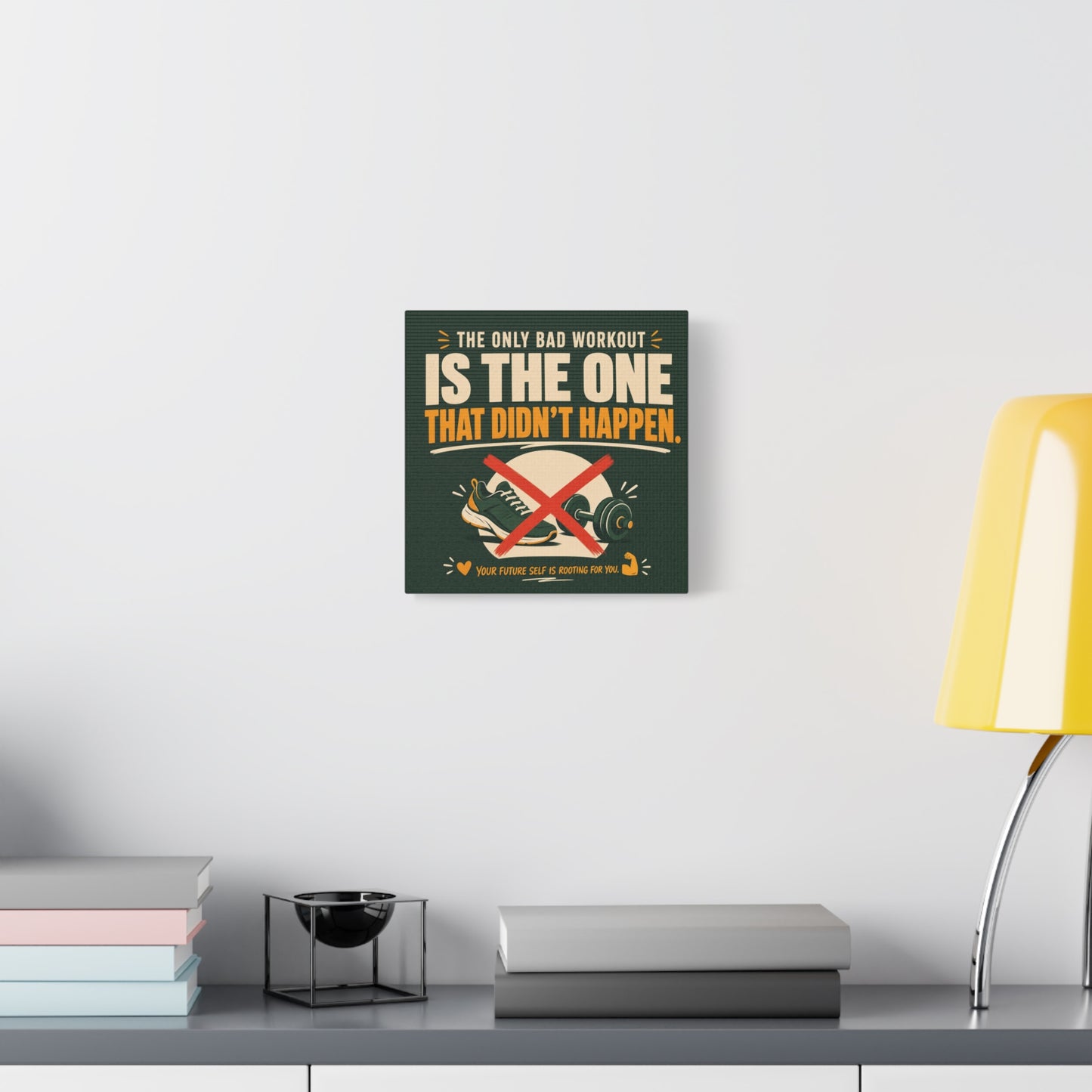 "The Only Bad Workout Is The One That Didn't Happen" Canvas Wall Art - Motivational Gym Quote Print, Retro Fitness Poster Style - Ready to Hang - Gym Wall Decor - Fitness Studio Art - HP Latex Print