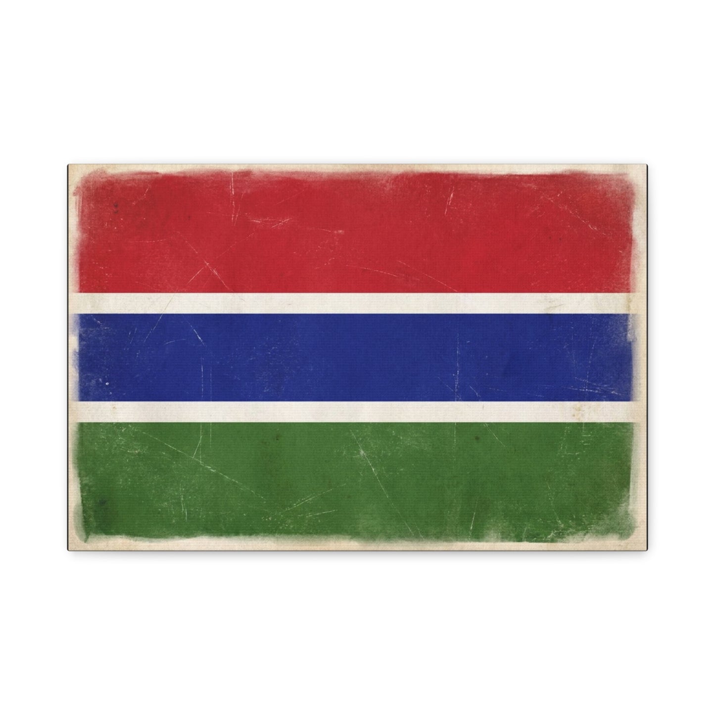 Gambia Flag Canvas Wall Art - Vintage Distressed National Banner Print - Red Blue Green Stripe Design, Patriotic Decor, Cultural Home Decoration For Living Room Bedroom Office - Living Room Wall Decor