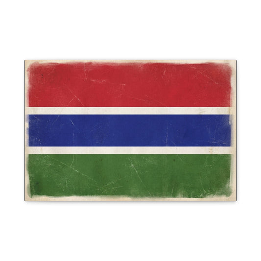 Gambia Flag Canvas Wall Art - Vintage Distressed National Banner Print - Red Blue Green Stripe Design, Patriotic Decor, Cultural Home Decoration For Living Room Bedroom Office - Living Room Wall Decor
