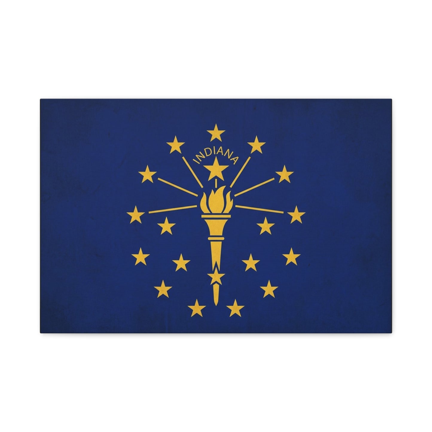 Indiana State Flag Canvas Wall Art - Blue Gold Torch Stars Print, Patriotic Decor - Matte Cotton Artwork - Living Room Wall Decor, Office Art, Dorm Decoration Accent - Bedroom Home Decoration