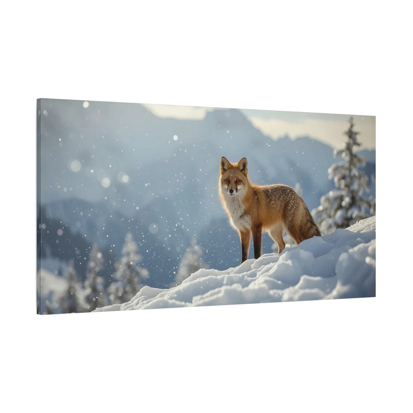 Red Fox Canvas Wall Art - Winter Wildlife Snow Landscape Print, Nature Home Decor, Matte Cotton Artwork, Rustic Contemporary Style For Living Room Bedroom Office - Living Room Wall Decor