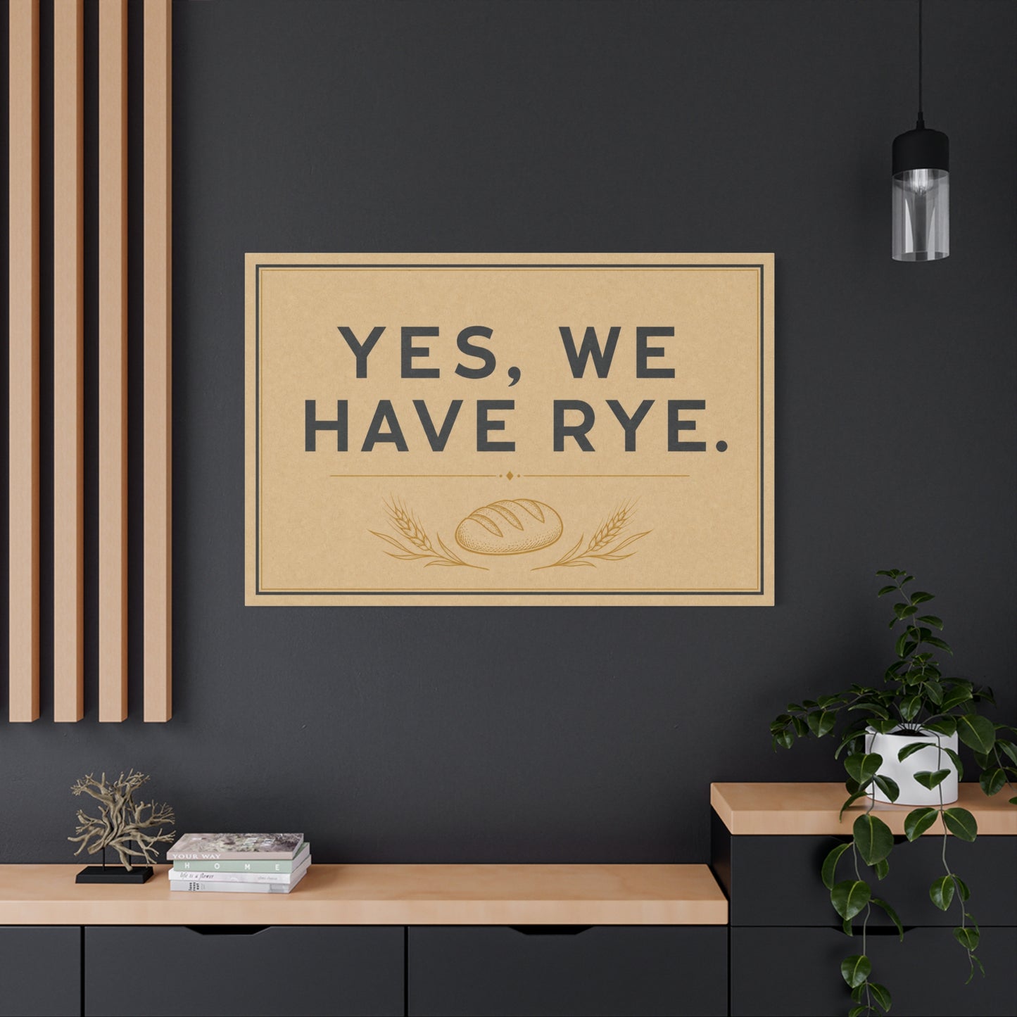 "Yes, We Have Rye." Typography Canvas Wall Art - Vintage Bread Bakery Sign Decor - Rustic Farmhouse Style - Ready to Hang - Deli Wall Decor - Sandwich Shop Sign - Statement Piece for Art Lovers