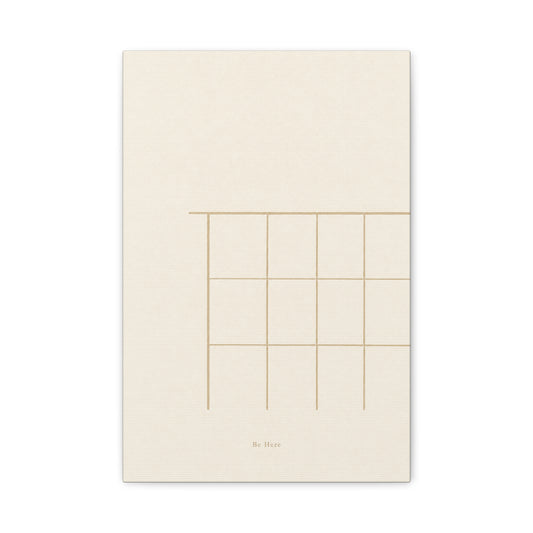 "Be Here" Minimalist Line Canvas Wall Art - Neutral Geometric Abstract Print, Japandi Modern Home Decor - Calm Bedroom Decoration, Living Room Accent, Meditation Space Artwork - Living Room Wall Decor