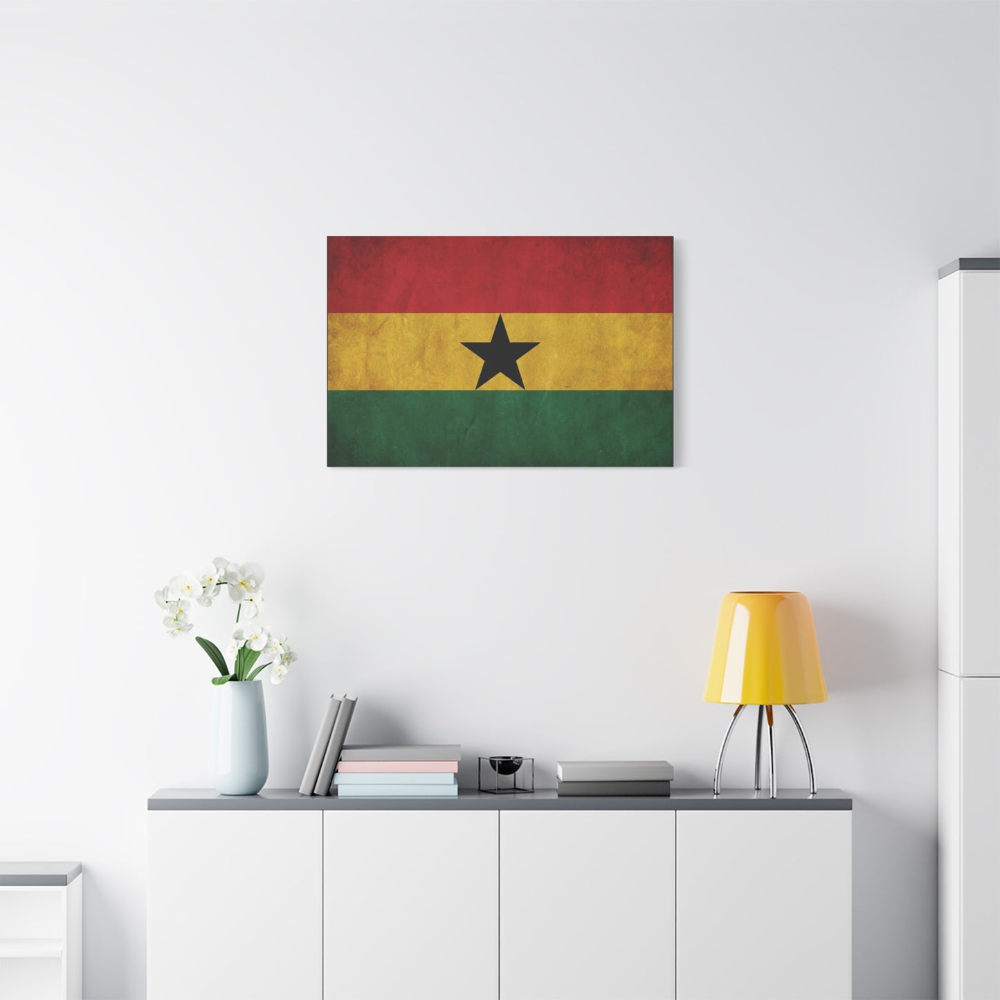Ghana Flag Canvas Wall Art - Vintage Black Star Republic Print, Pan African Home Decor, Cultural Heritage Artwork, Bold Patriotic Style, Living Room Decoration - Office Wall Art - Ready to Hang